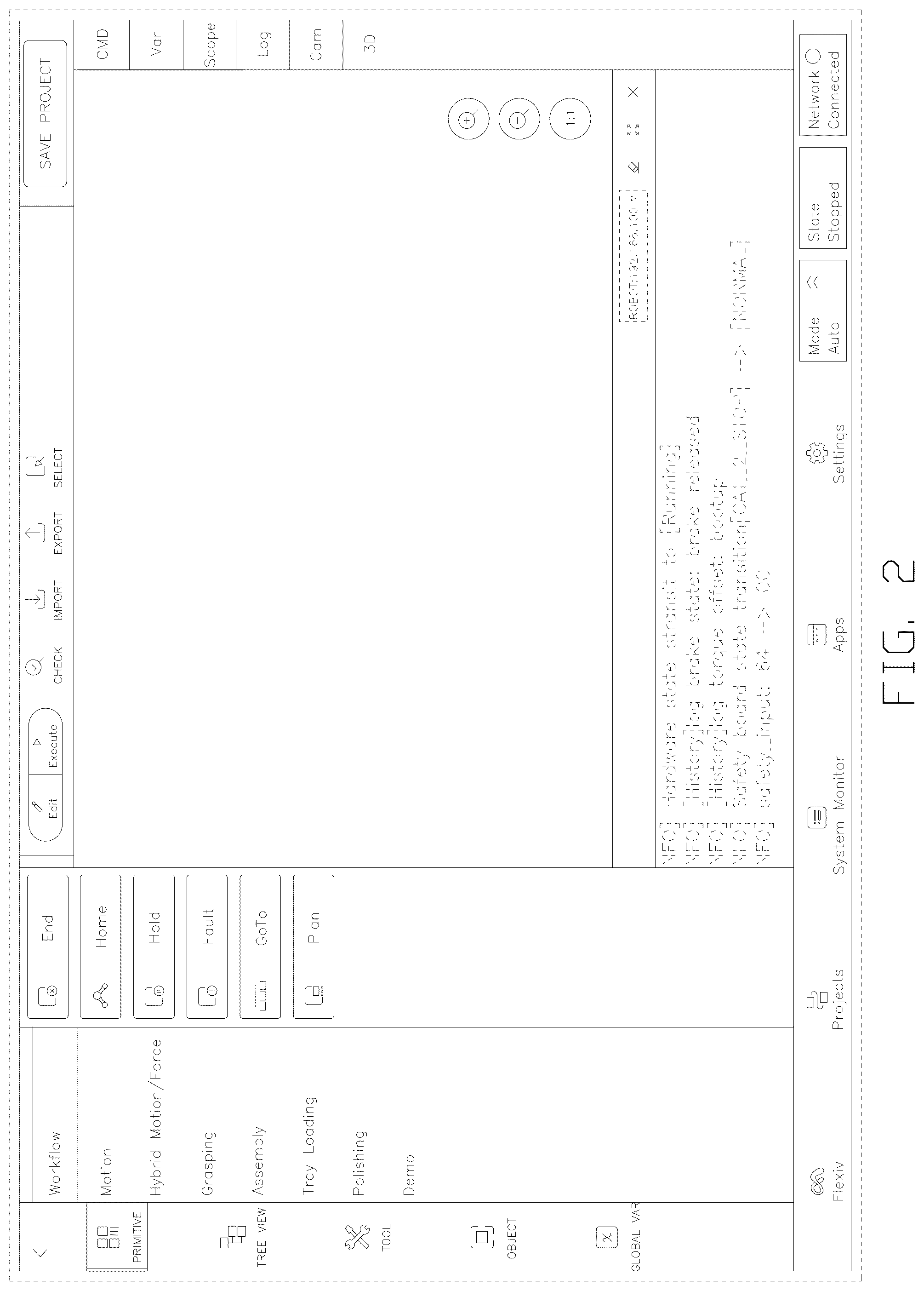 Patent USD1076936 Figure 2 – Display screen with graphical user interface for editing and running project