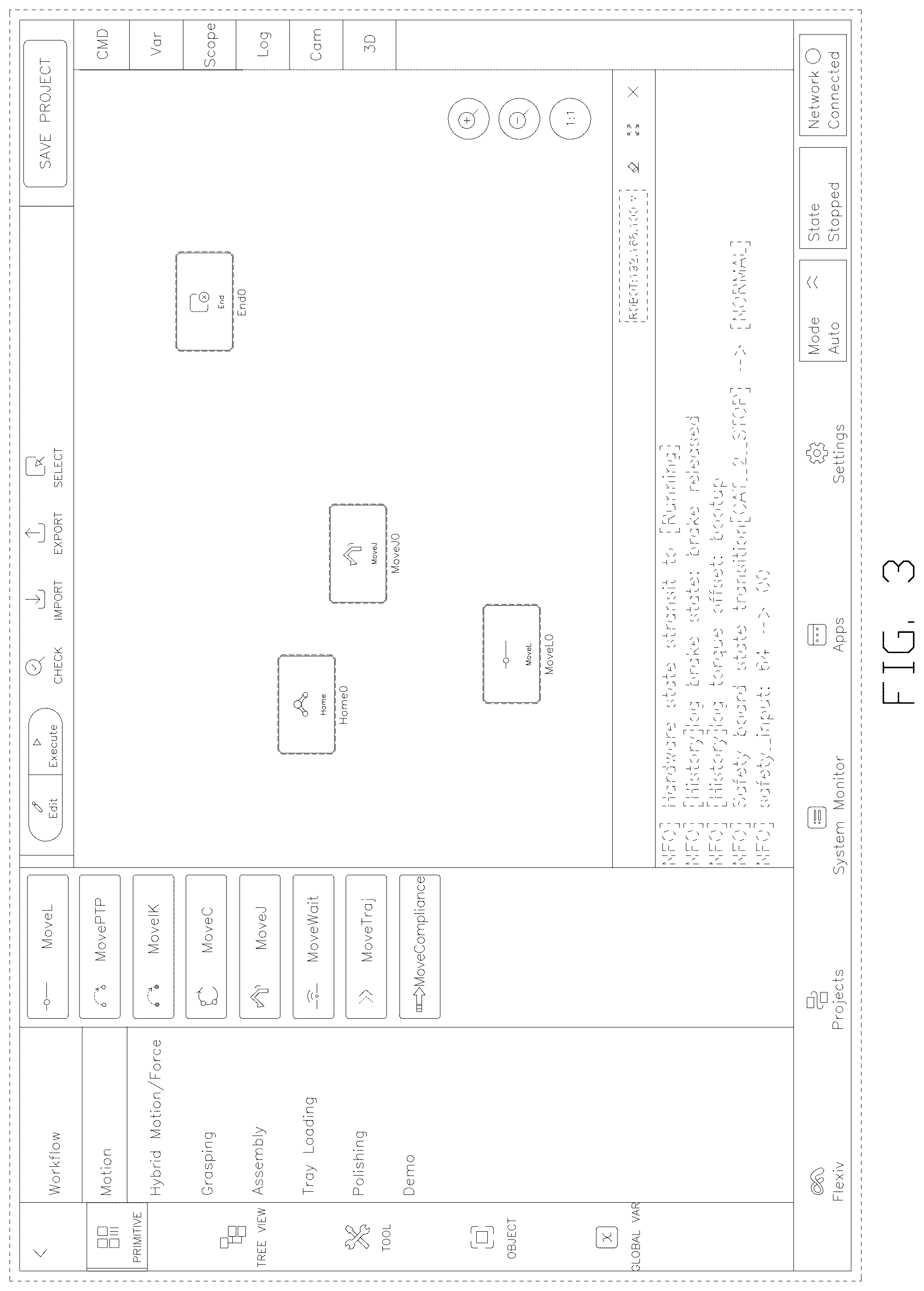Patent USD1076936 Figure 3 – Display screen with graphical user interface for editing and running project