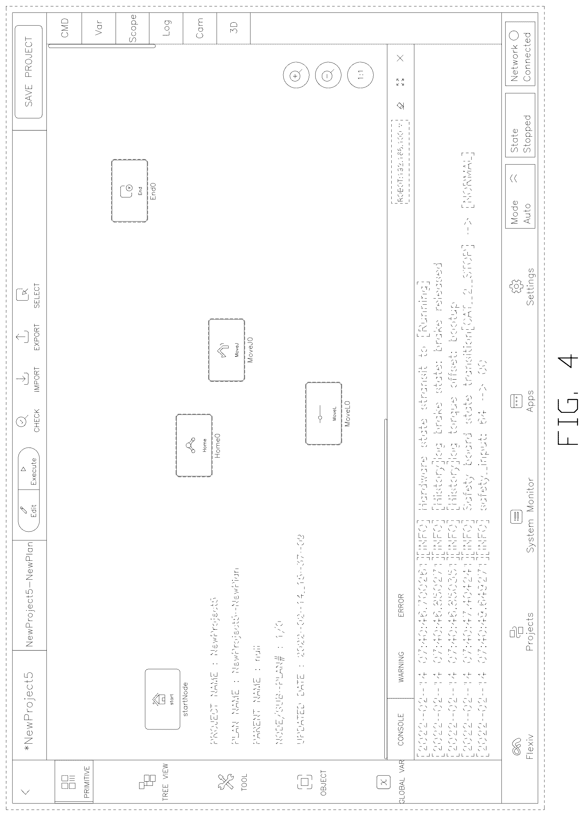 Patent USD1076936 Figure 4 – Display screen with graphical user interface for editing and running project