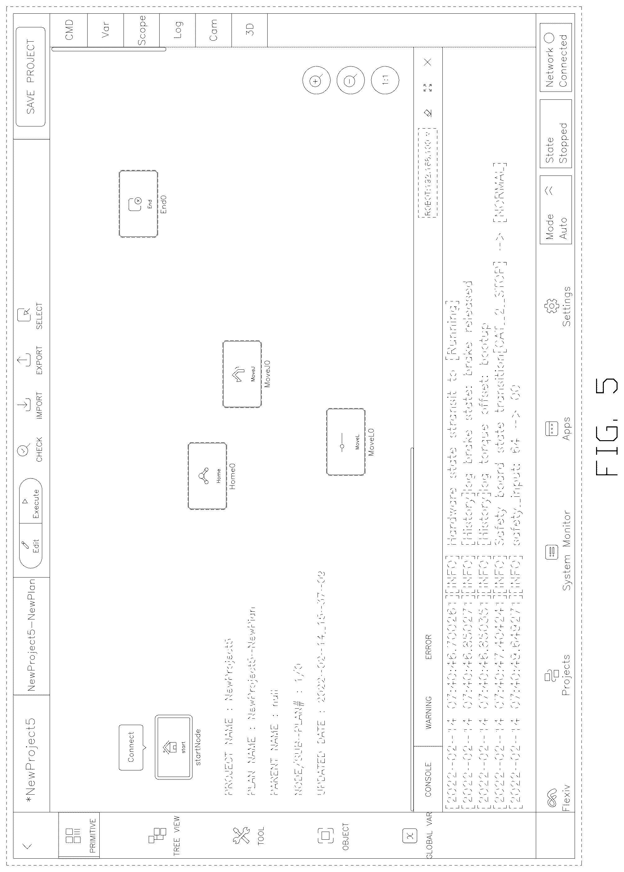 Patent USD1076936 Figure 5 – Display screen with graphical user interface for editing and running project