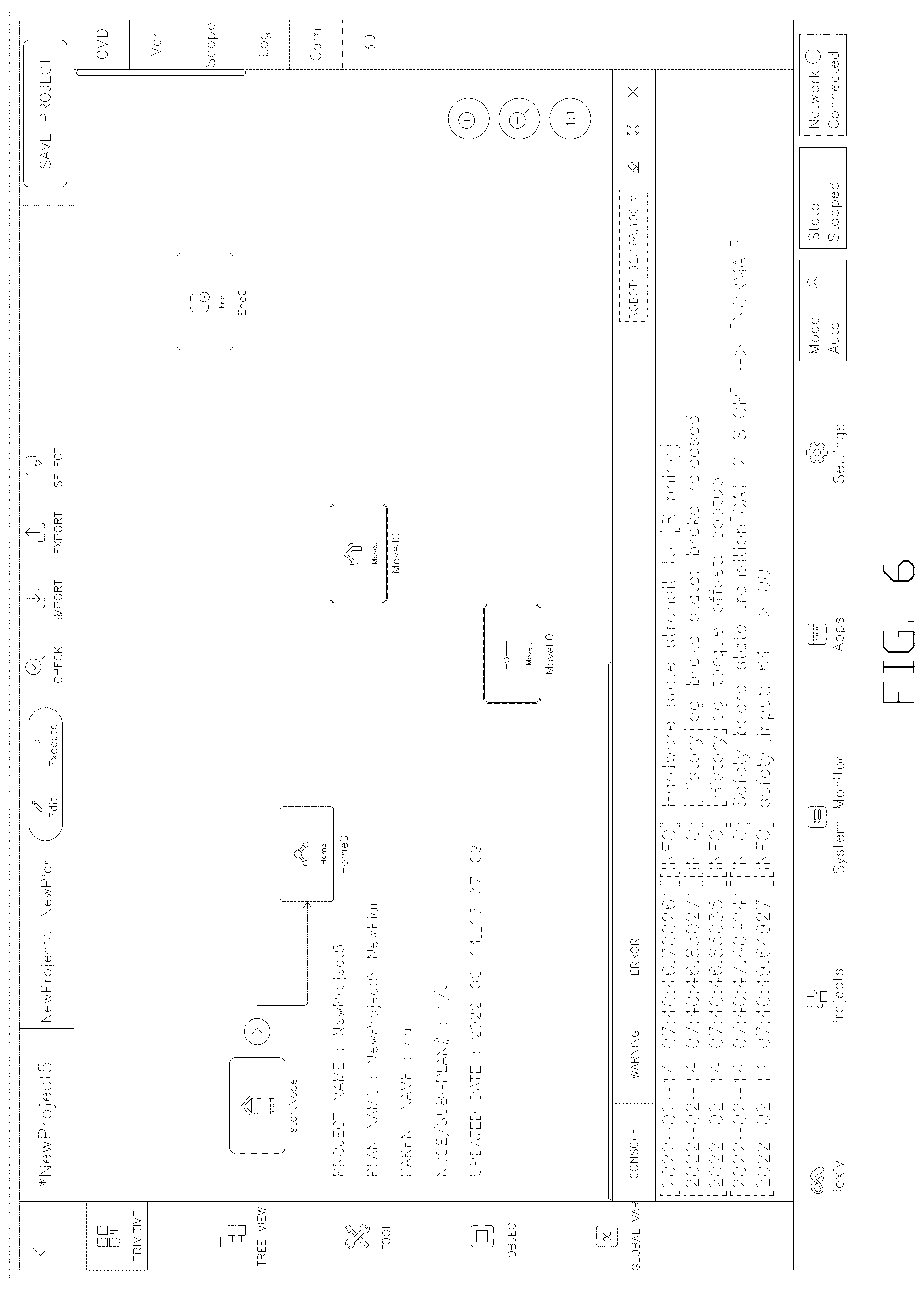 Patent USD1076936 Figure 6 – Display screen with graphical user interface for editing and running project