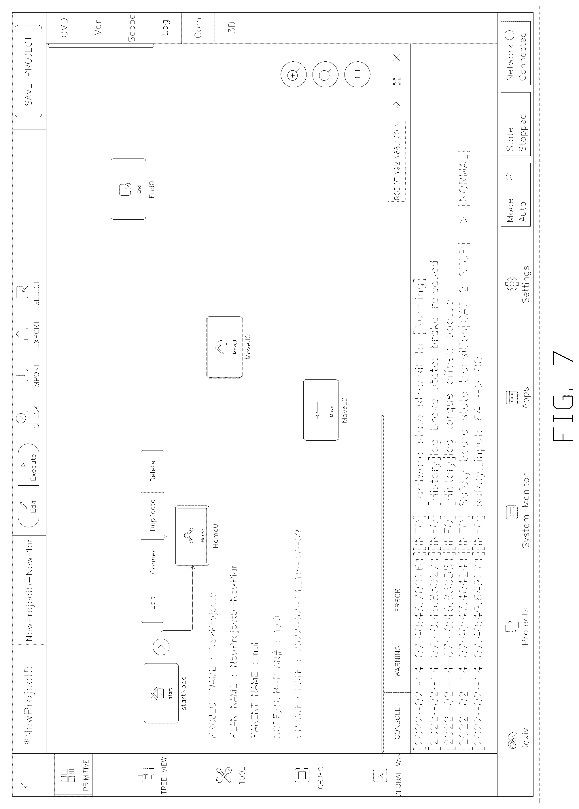 Patent USD1076936 Figure 7 – Display screen with graphical user interface for editing and running project