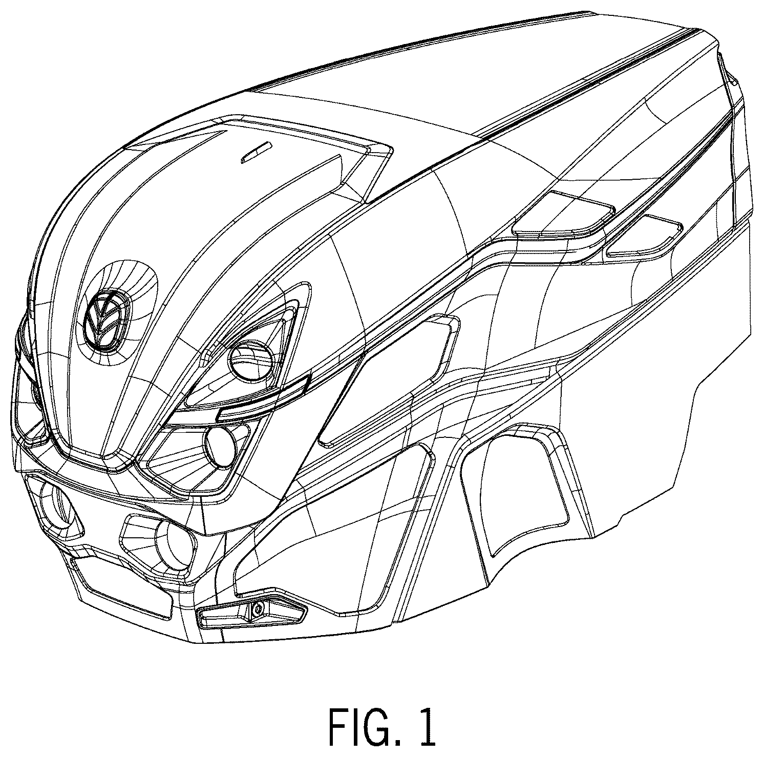 Patent USD1076991 Figure 1 – Hood of a work vehicle