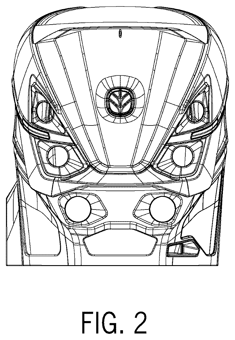 Patent USD1076991 Figure 2 – Hood of a work vehicle