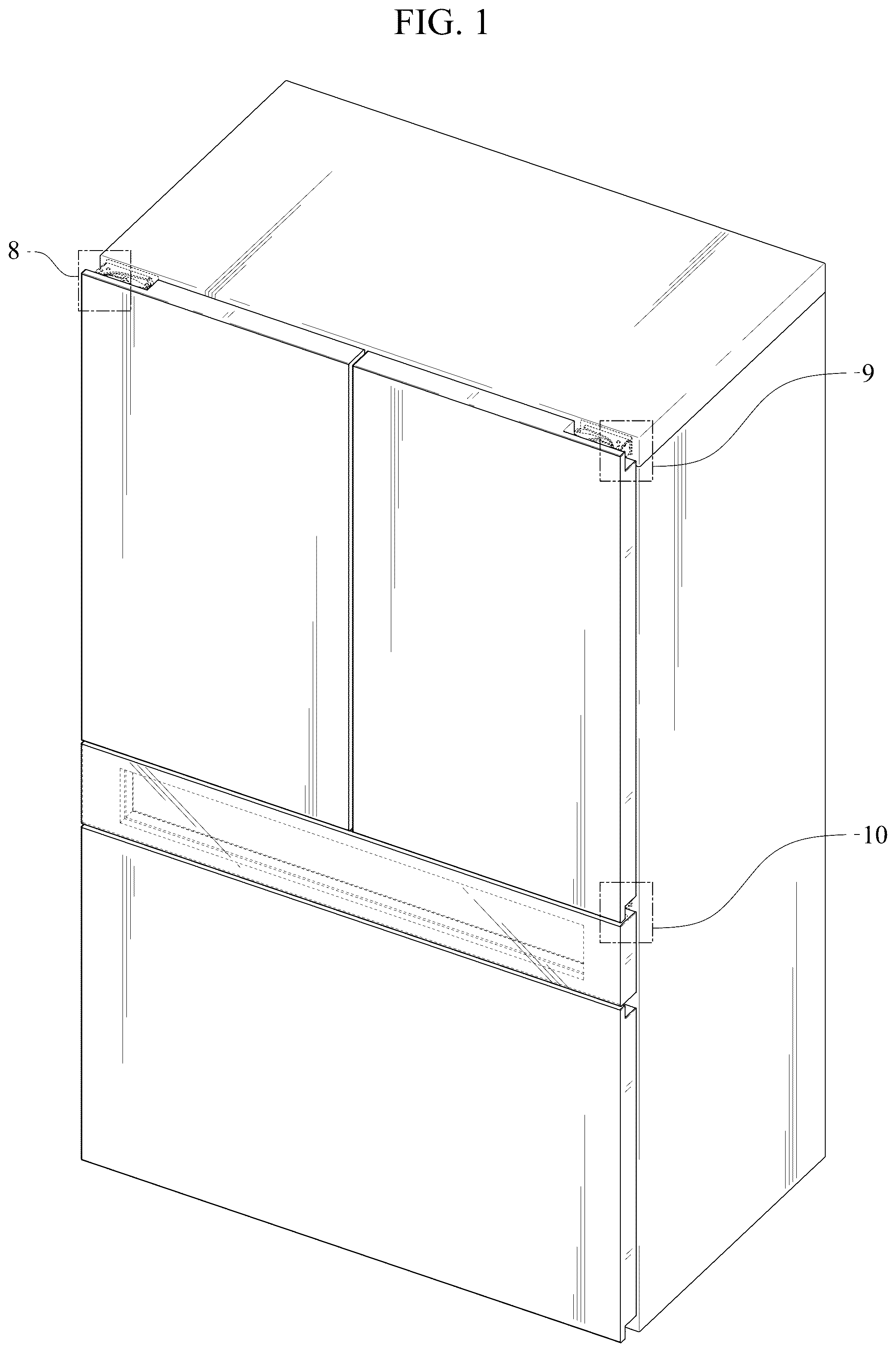 Patent USD1076992 Figure 1 – Refrigerator