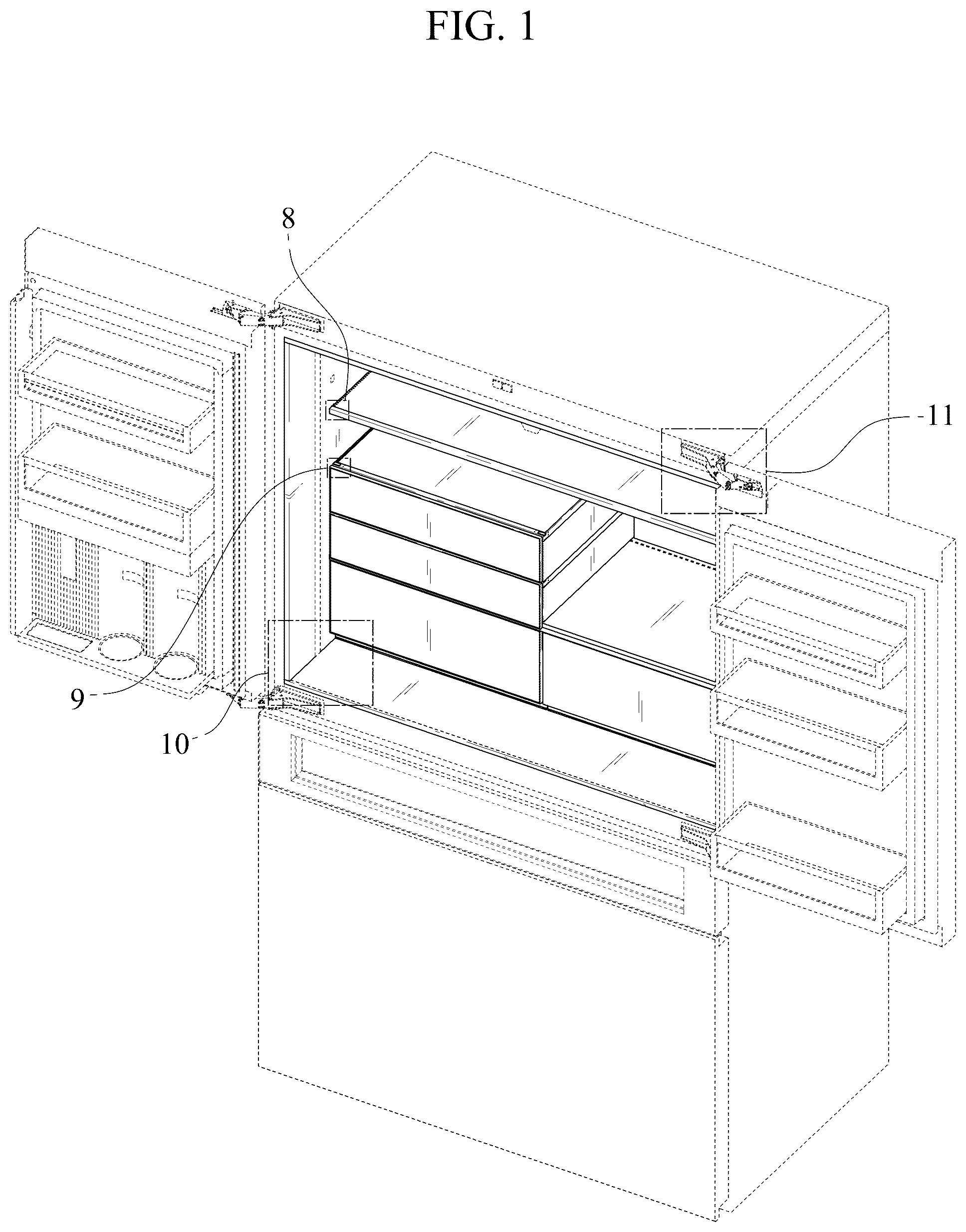 Patent USD1076993 Figure 1 – Refrigerator