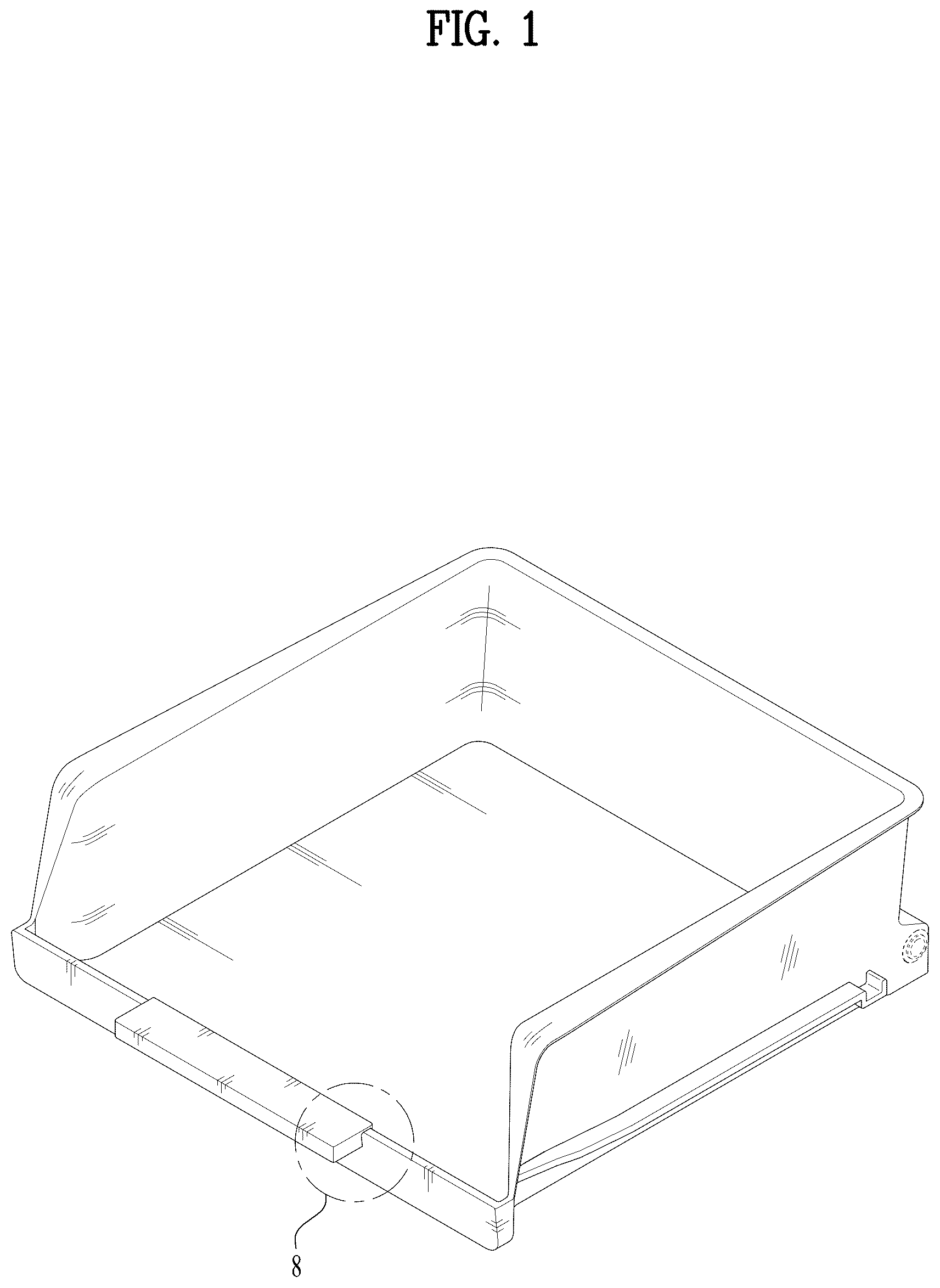 Patent USD1076996 Figure 1 – Drawer for refrigerator