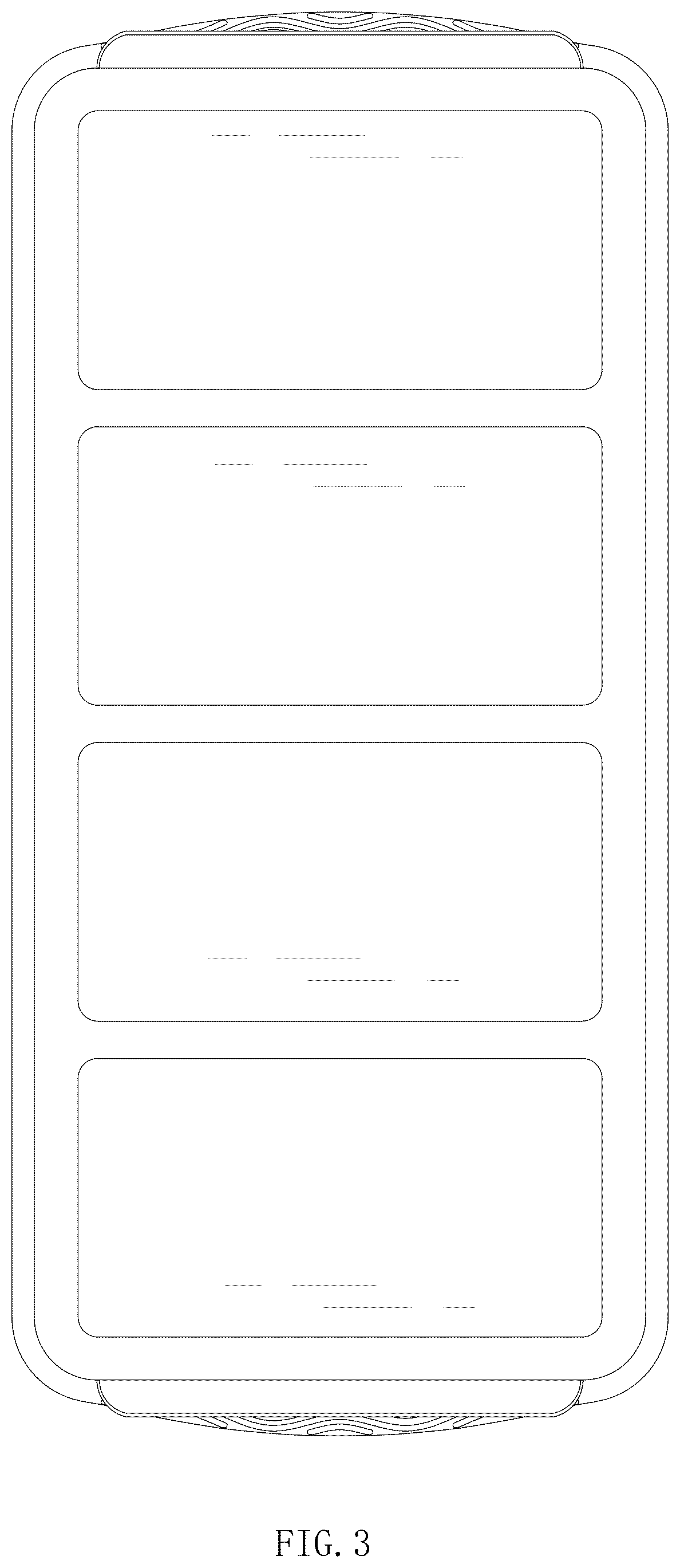 Patent USD1077001 Figure 3 – Ice cube tray