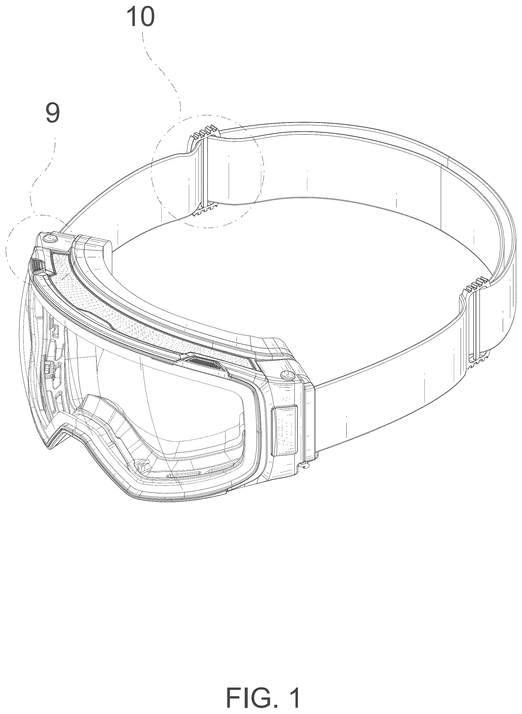 Patent USD1077038 Figure 1 – Ski goggles