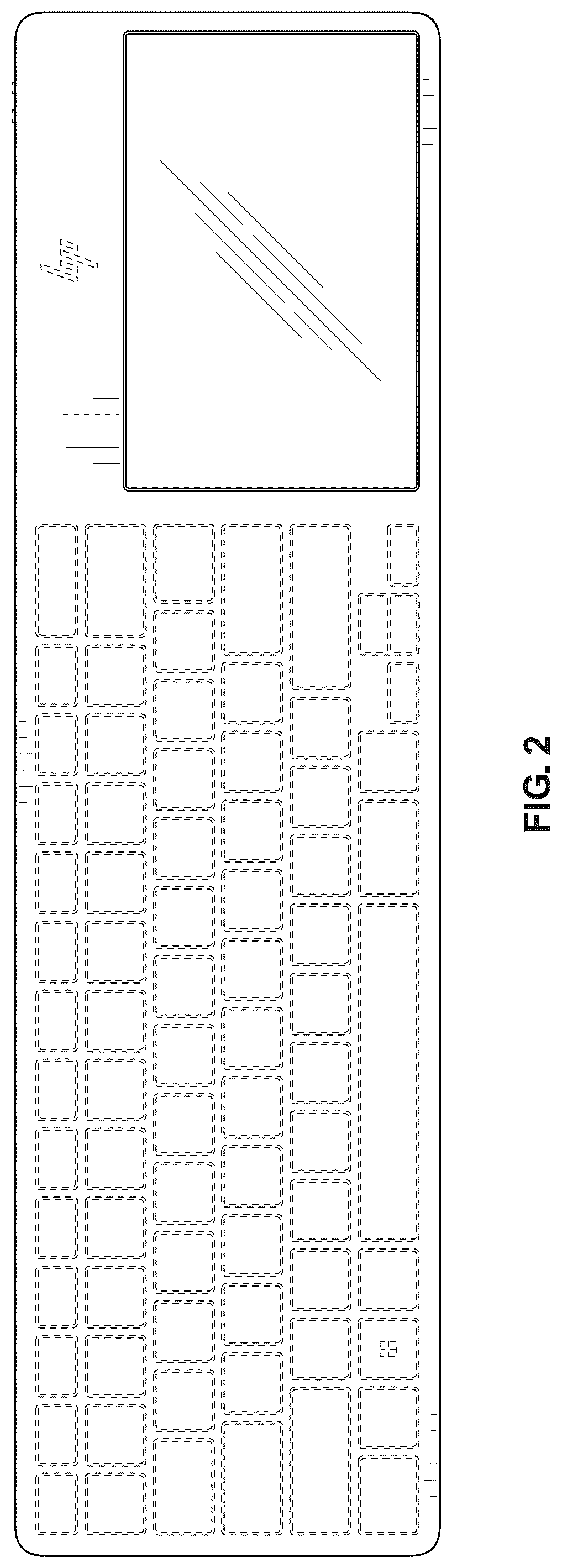 Patent USD1077041 Figure 2 – Keyboard including a touchpad