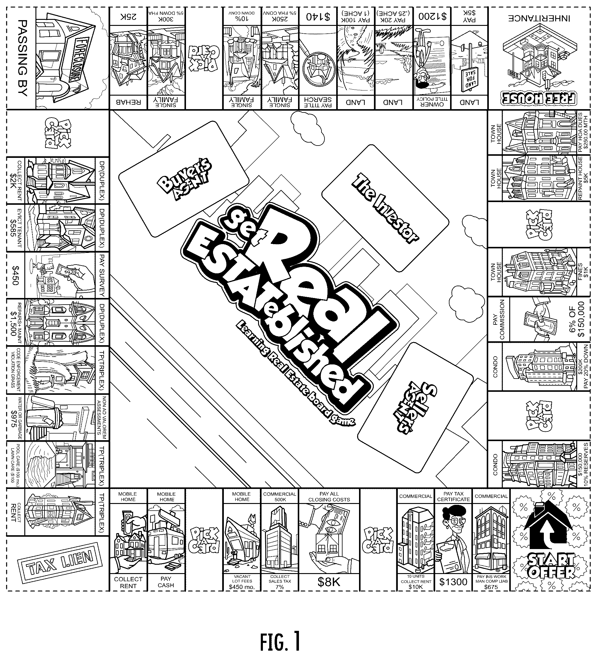 Patent USD1077054 Figure 1 – Combined game board and playing cards