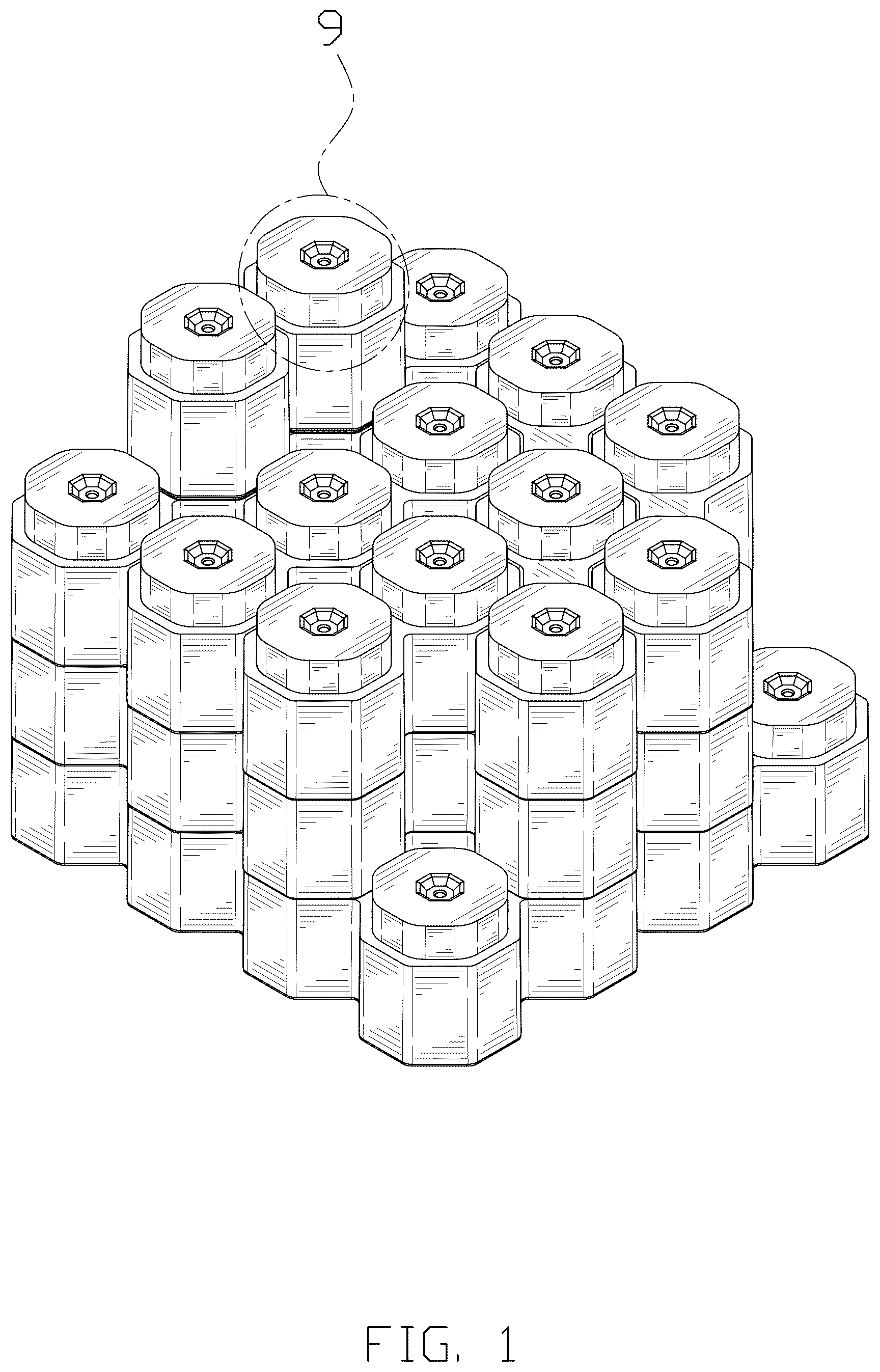 Patent USD1077072 Figure 1 – Octagon puzzle blocks assembly