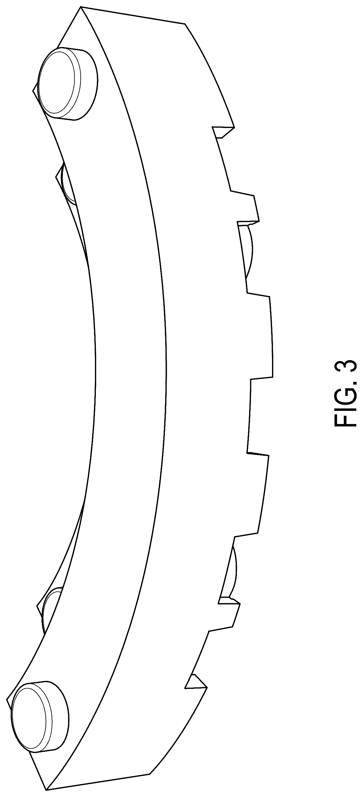 Patent USD1077073 Figure 3 – Arced toy brick