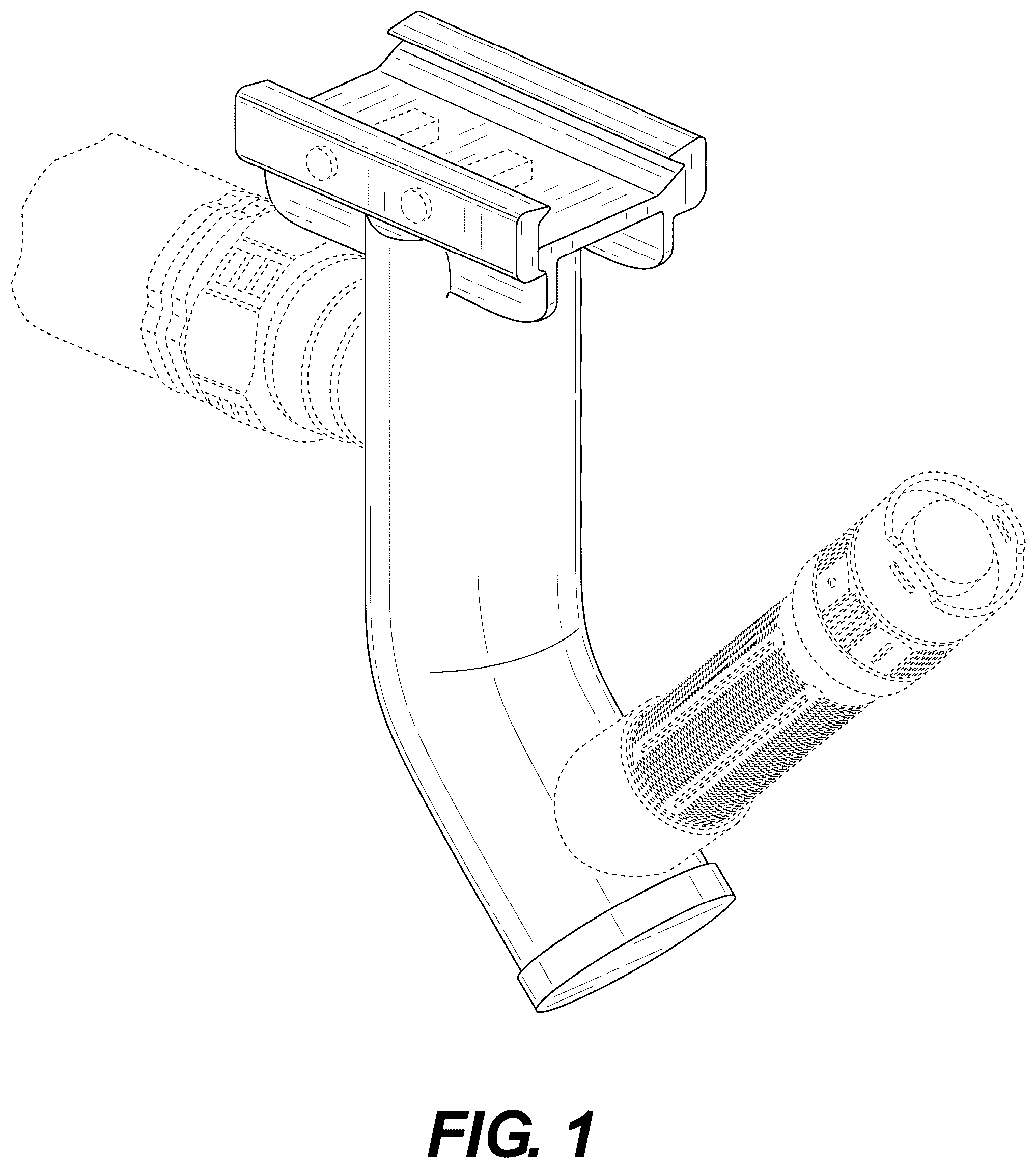 Patent USD1077121 Figure 1 – Angled support grip for a firearm
