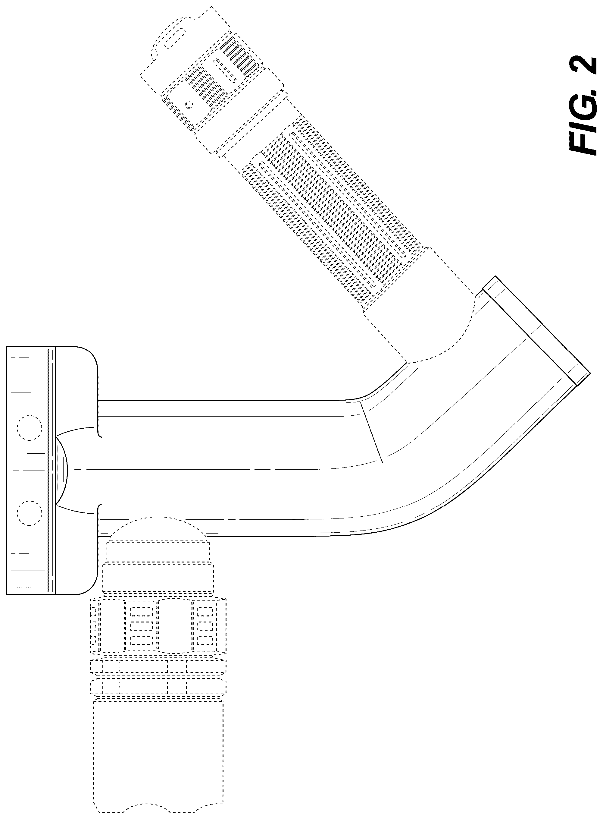 Patent USD1077121 Figure 2 – Angled support grip for a firearm