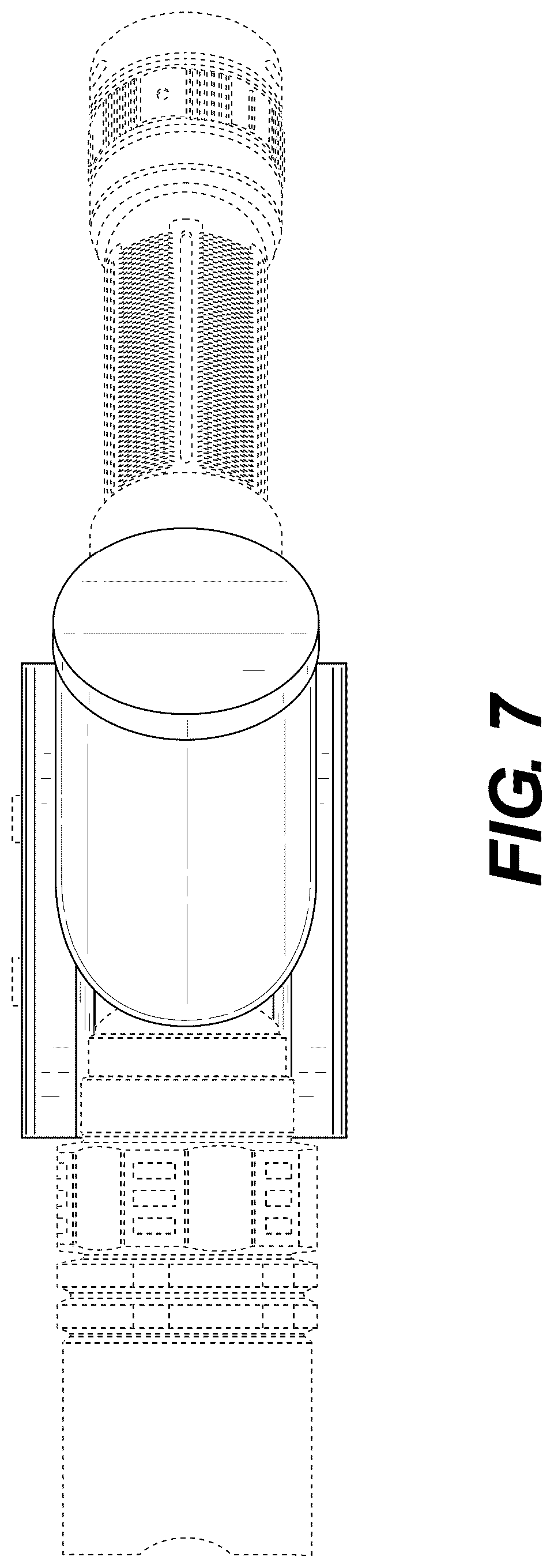 Patent USD1077121 Figure 7 – Angled support grip for a firearm