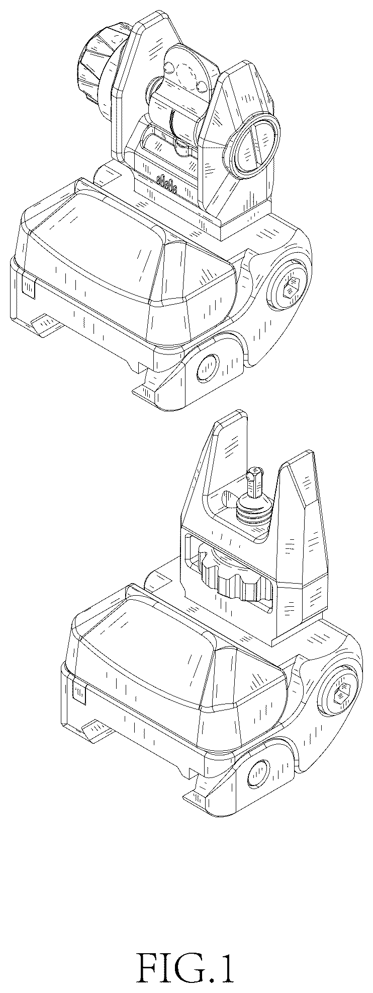 Patent USD1077124 — Flip up sight set — Figure 1