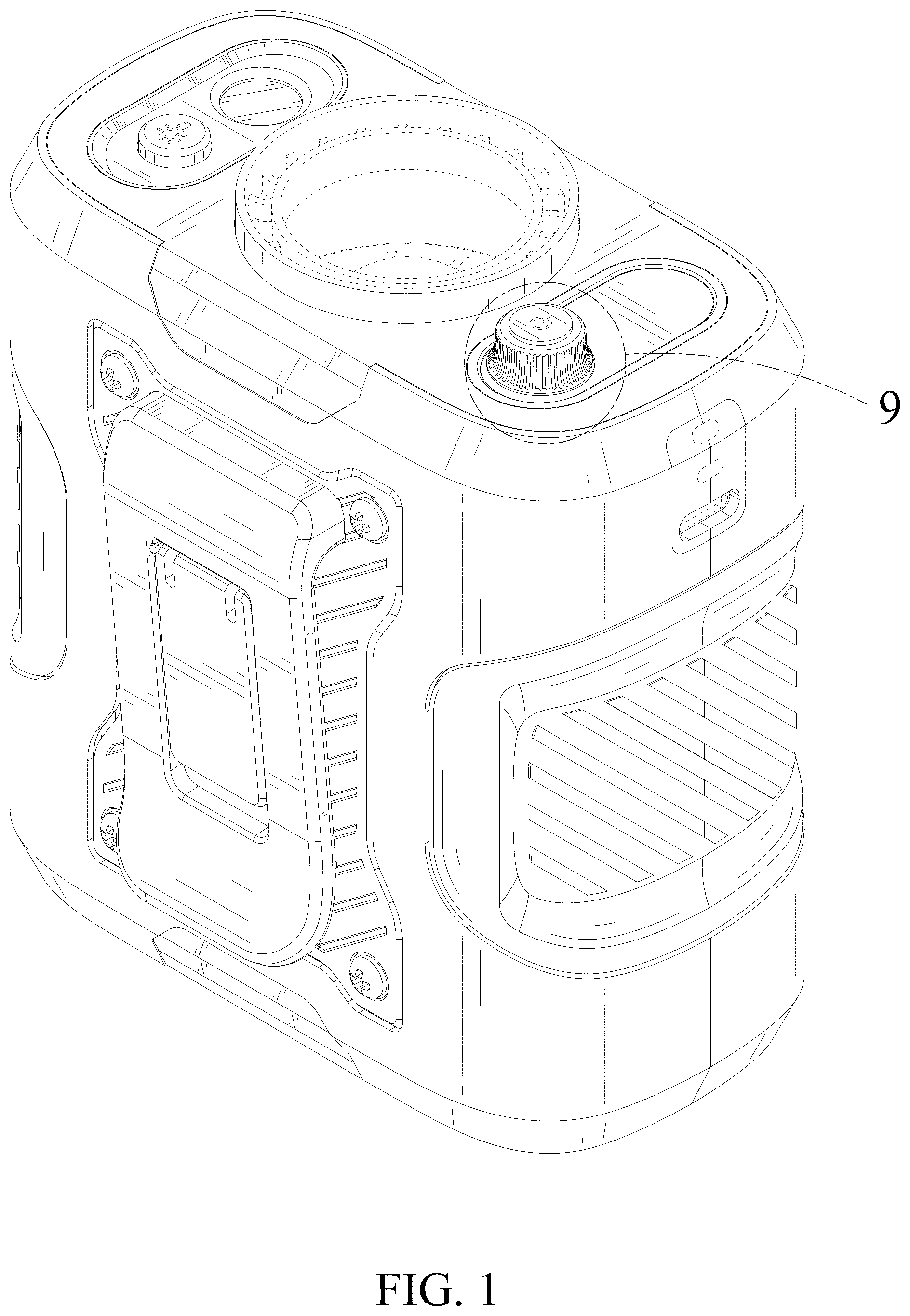 Patent USD1077180 — Waist clip fan — Figure 1