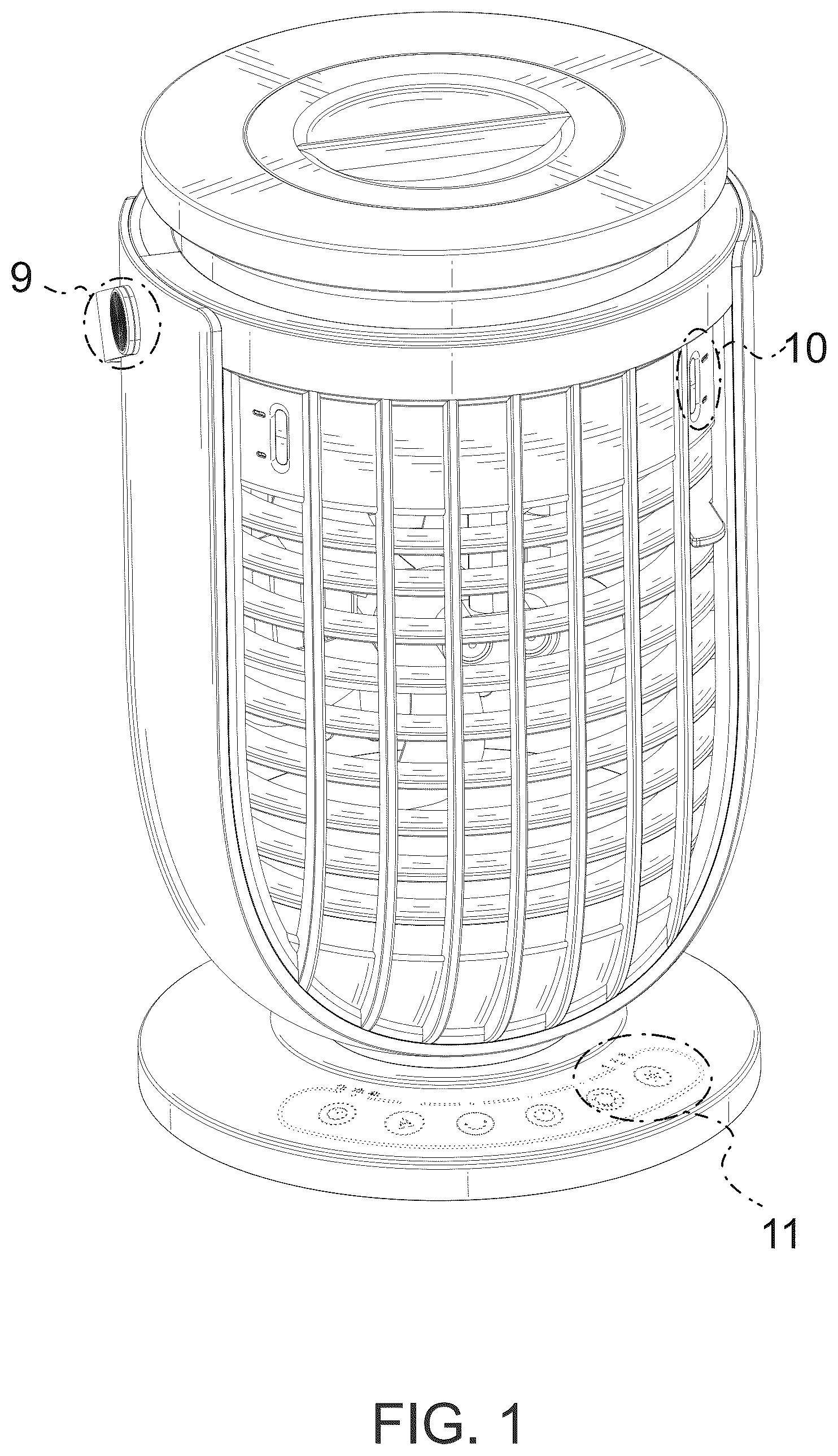 Patent USD1077185 Figure 1 – Air cooler