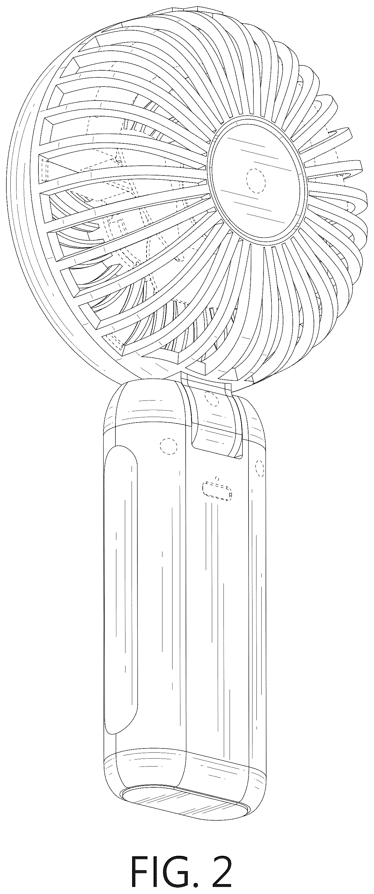 Patent USD1077189 Figure 2 – Handheld fan