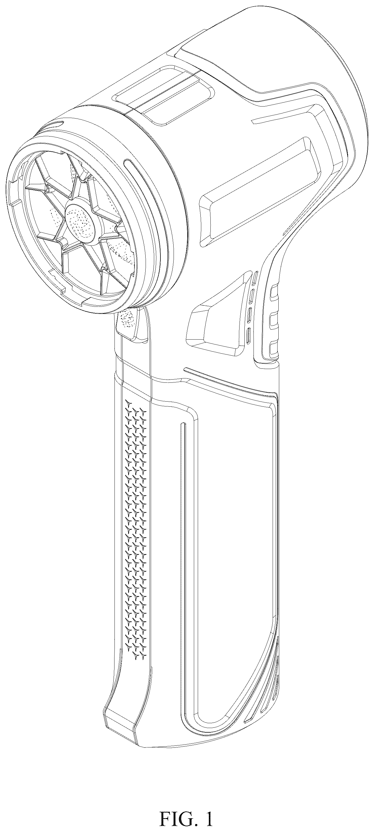 Patent USD1077194 Figure 1 – Handheld fan