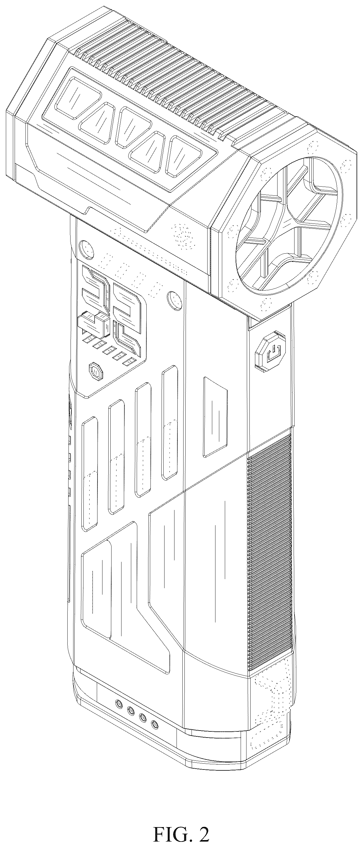 Patent USD1077195 Figure 2 – Handheld fan