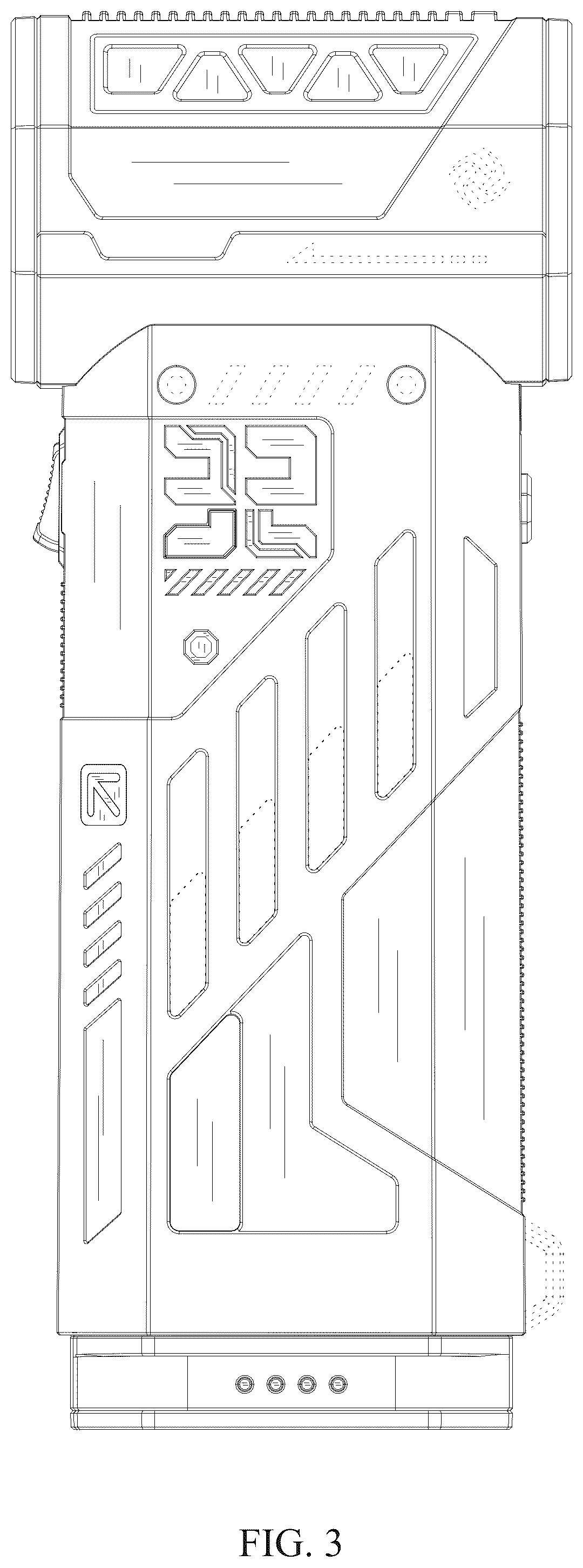 Patent USD1077195 Figure 3 – Handheld fan