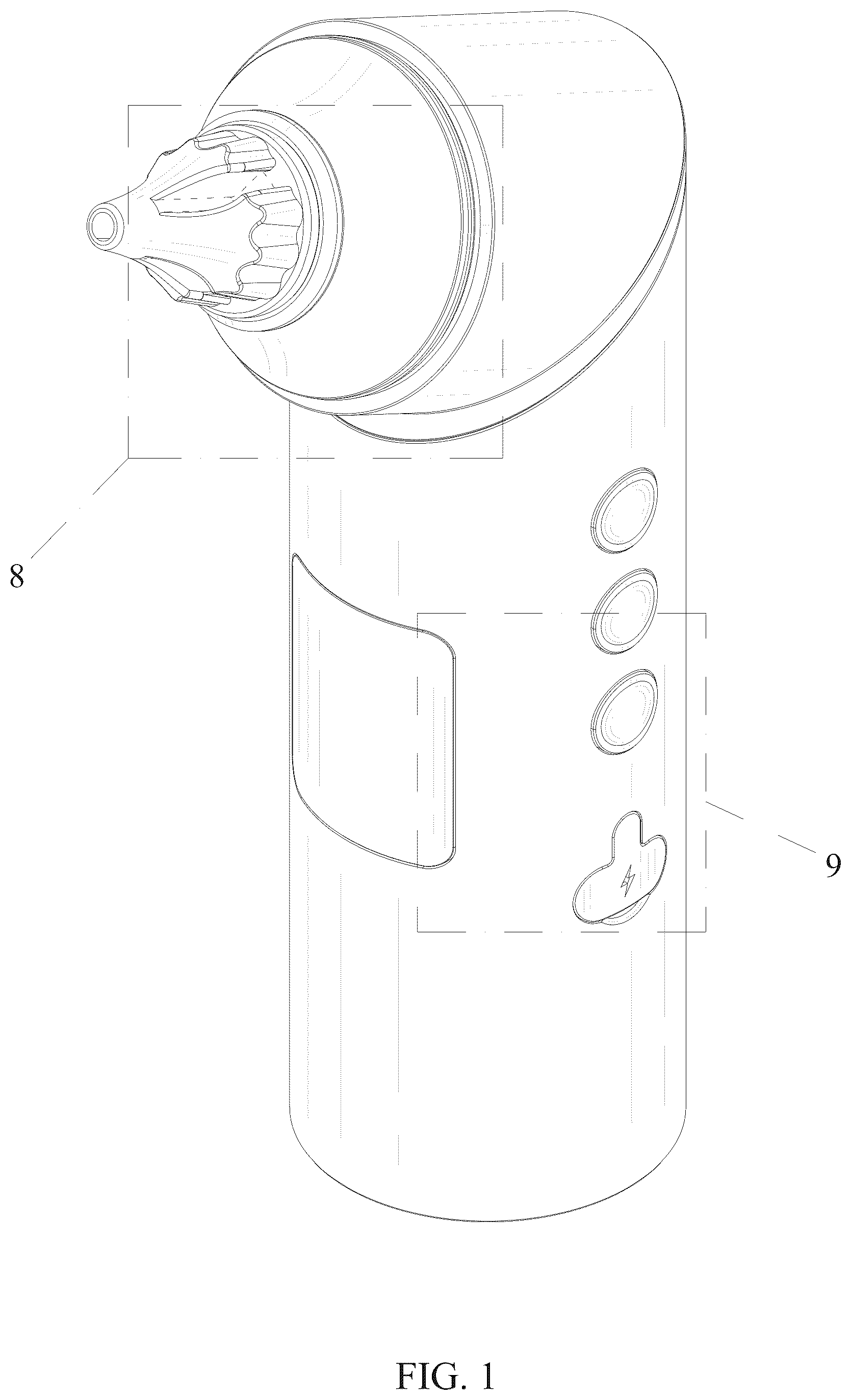 Patent USD1077225 Figure 1 – Ear dryer