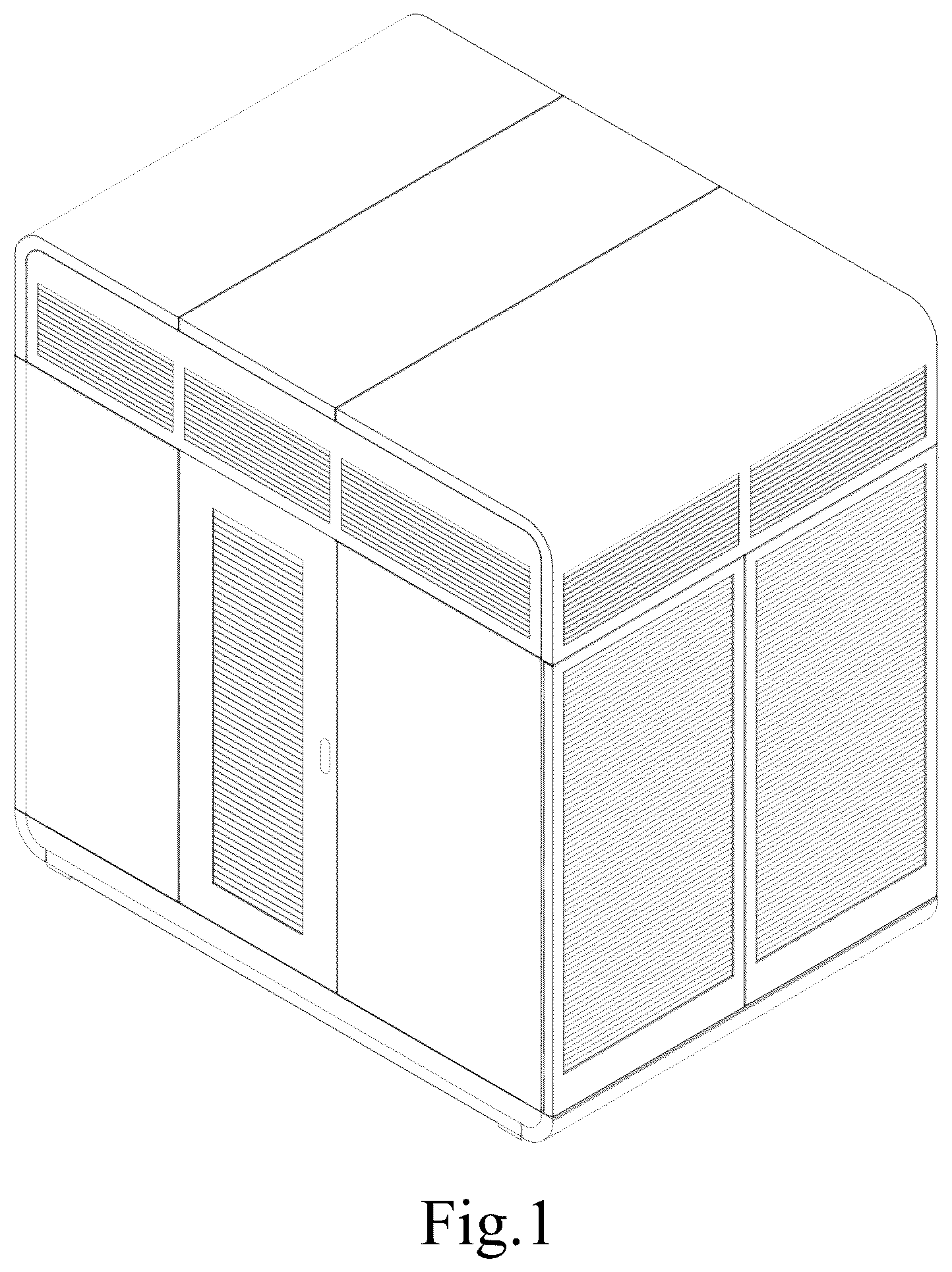 Patent USD1077275 Figure 1 – Water cooling cabinet for battery charging