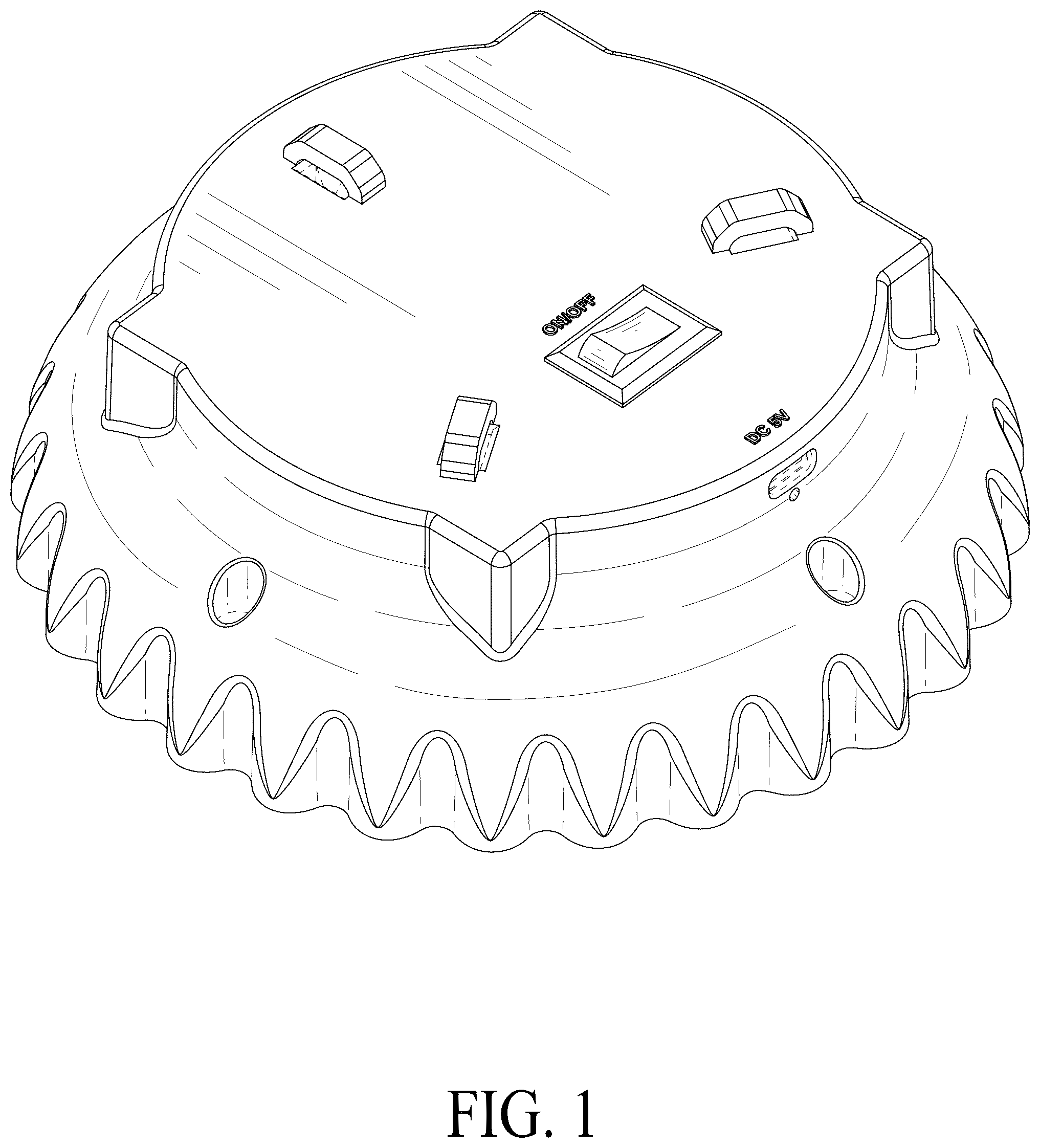 Patent USD1077313 Figure 1 – Disco ball rotating motor with light