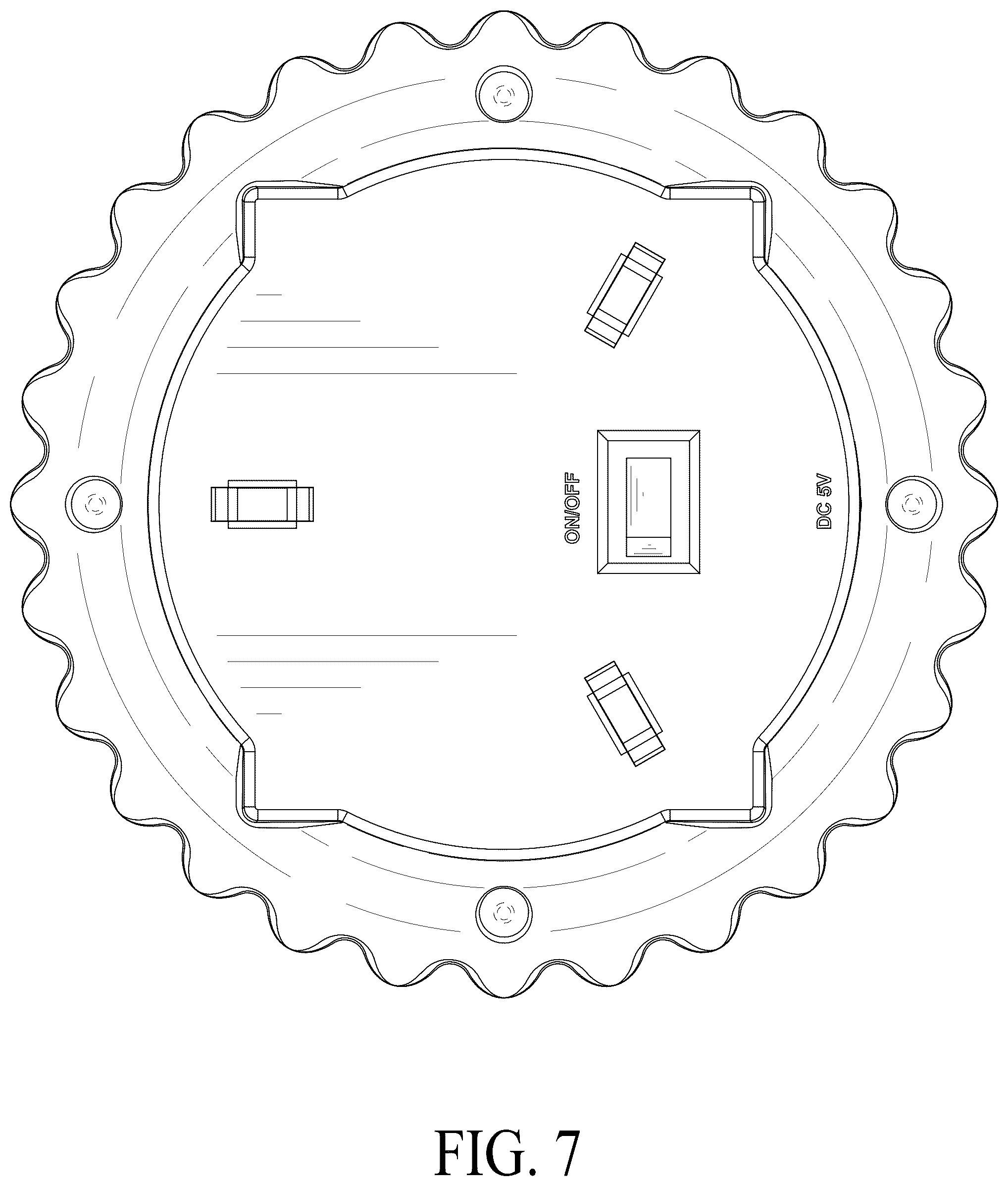 Patent USD1077313 Figure 7 – Disco ball rotating motor with light