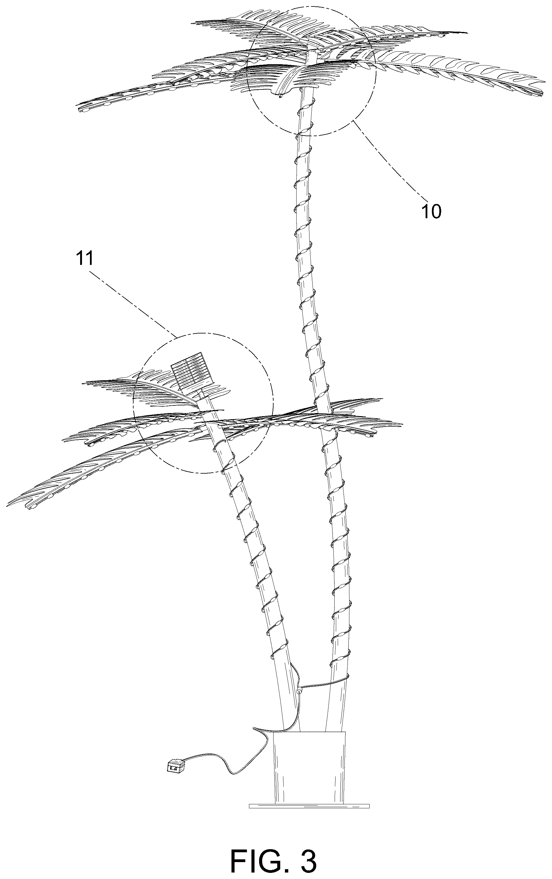 Patent USD1077335 Figure 3 – Tree lamp