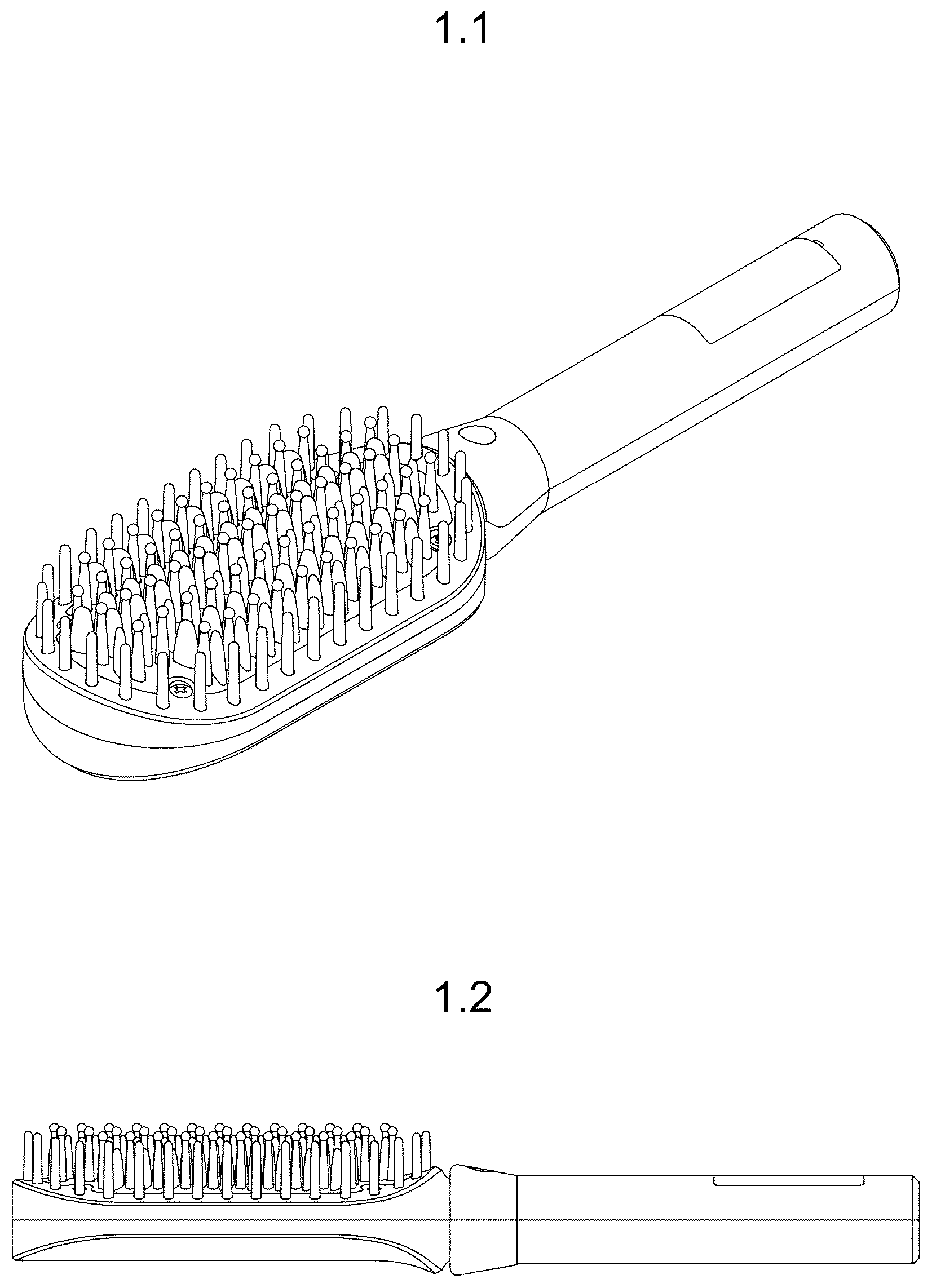 Patent USD1077353 Figure 1 – Hair straightening iron with brush