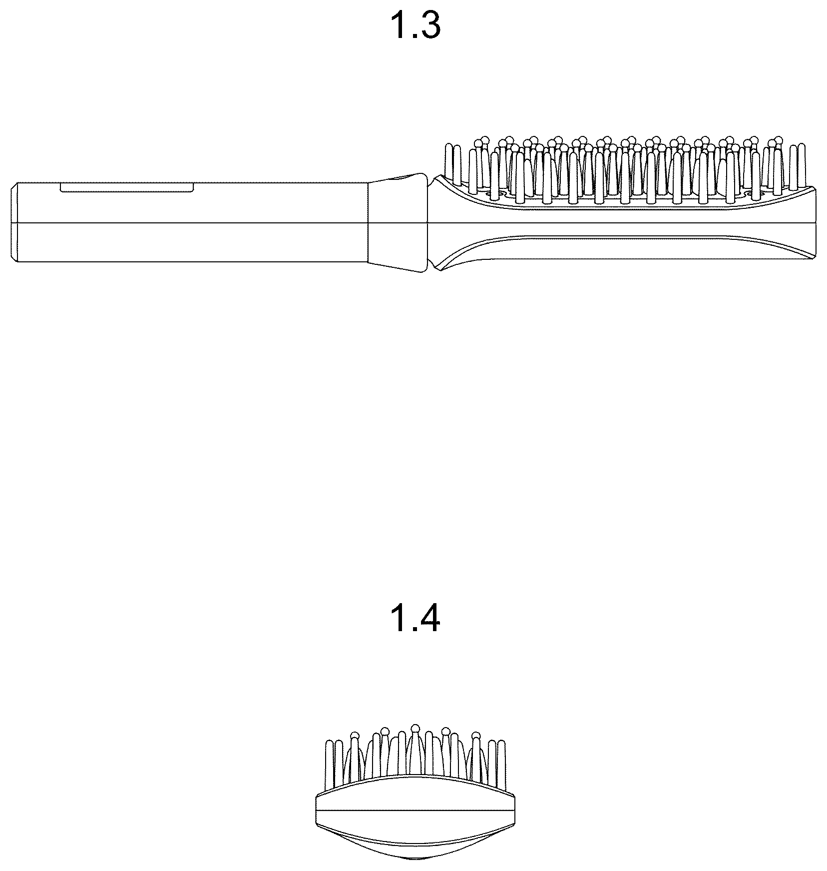 Patent USD1077353 Figure 2 – Hair straightening iron with brush