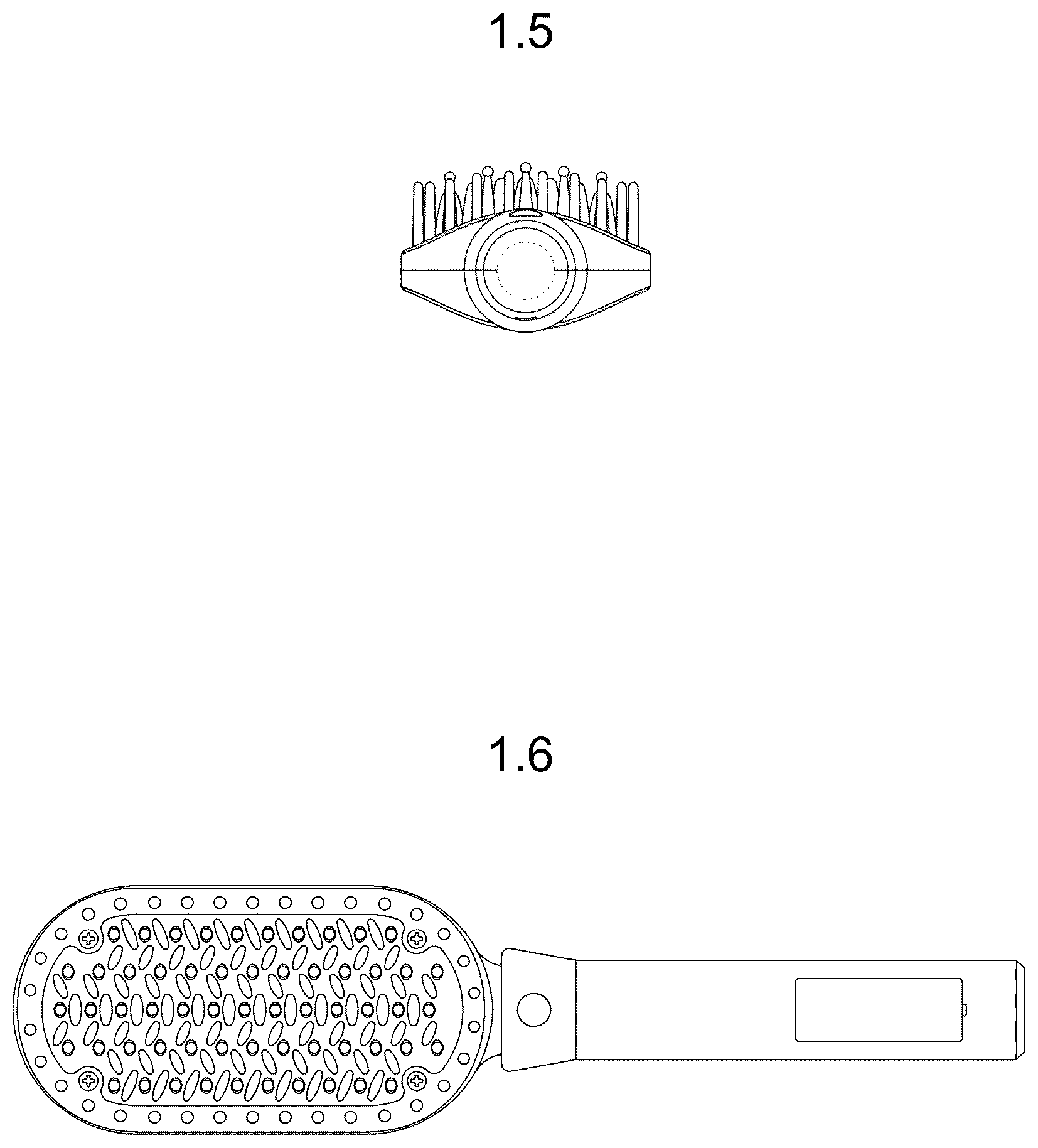 Patent USD1077353 Figure 3 – Hair straightening iron with brush