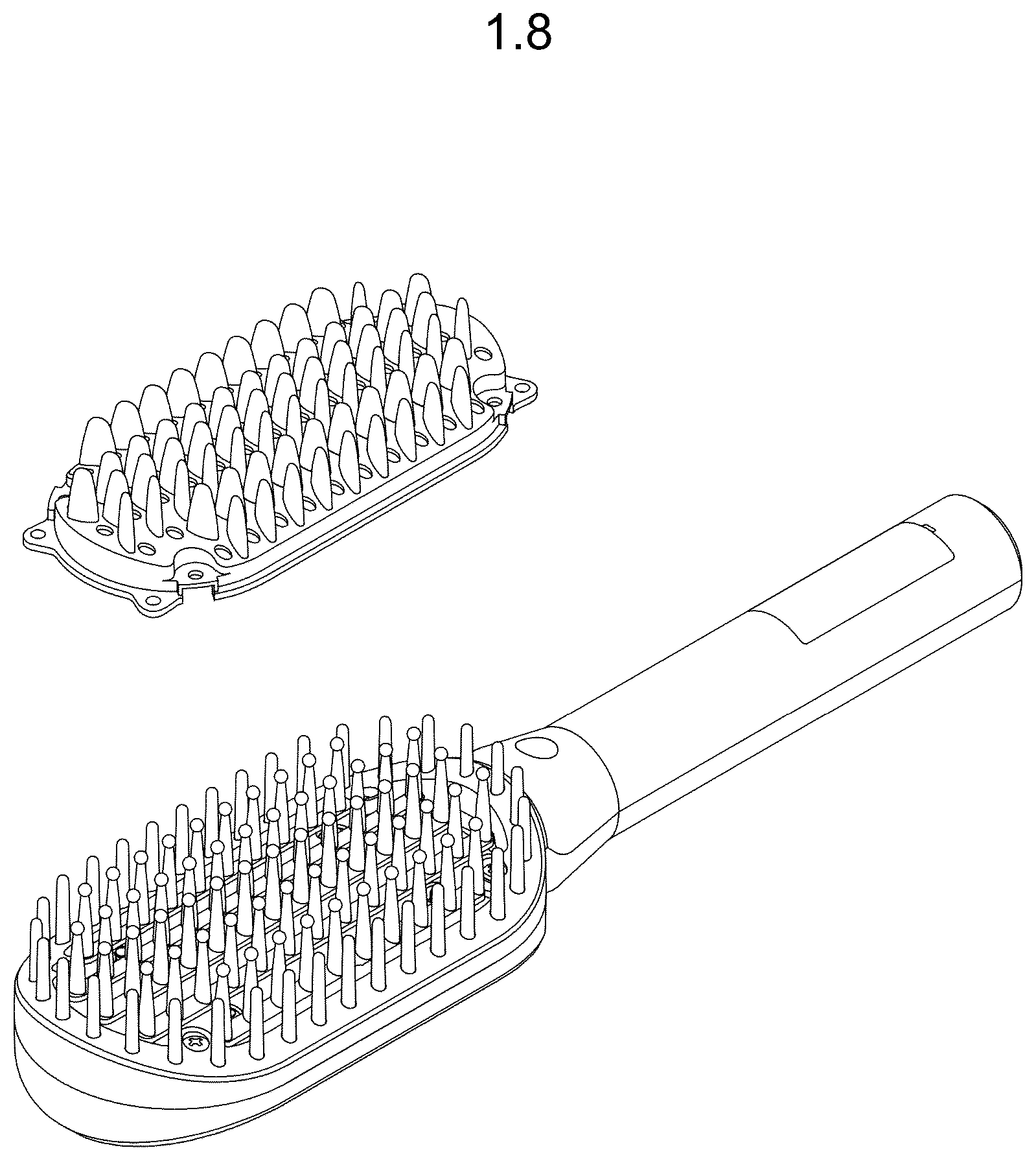 Patent USD1077353 Figure 5 – Hair straightening iron with brush