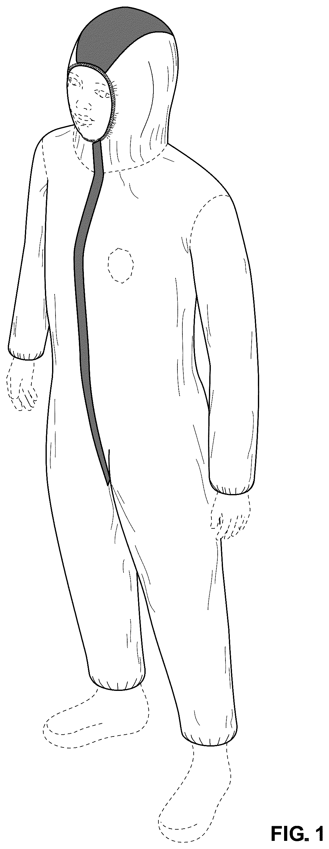 Patent USD1077361 Figure 1 – Protective garment