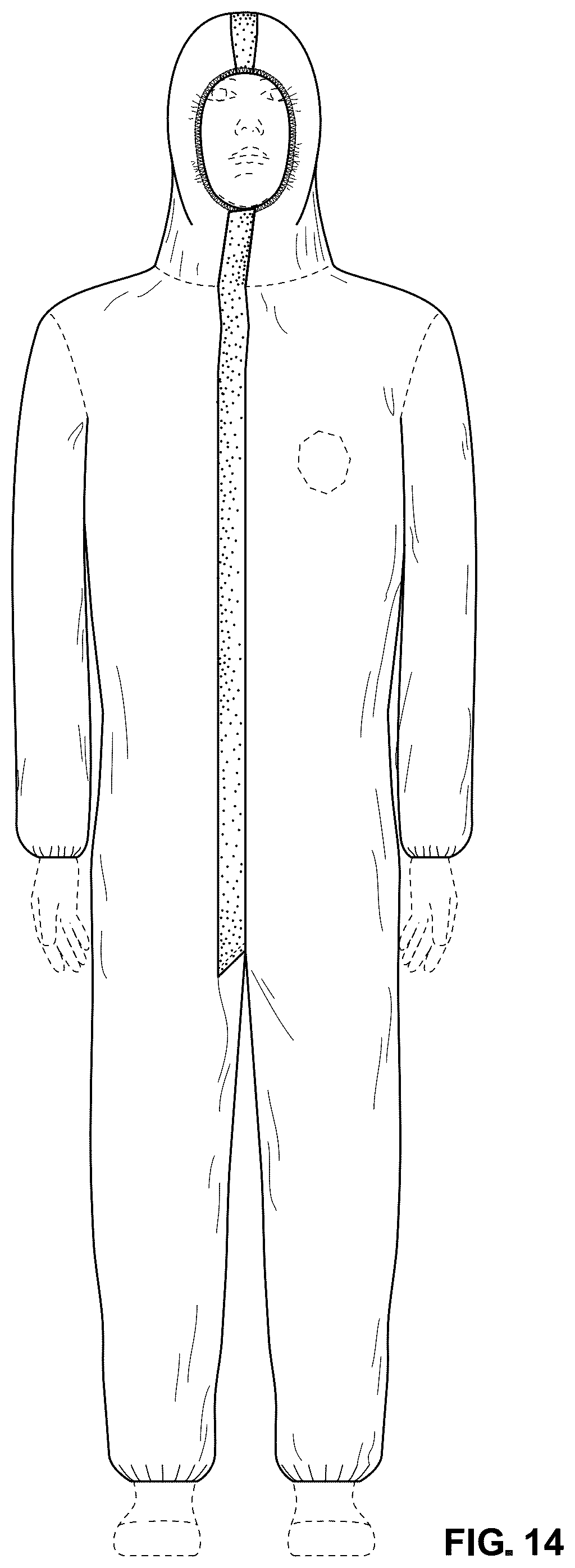 Patent USD1077361 Figure 14 – Protective garment
