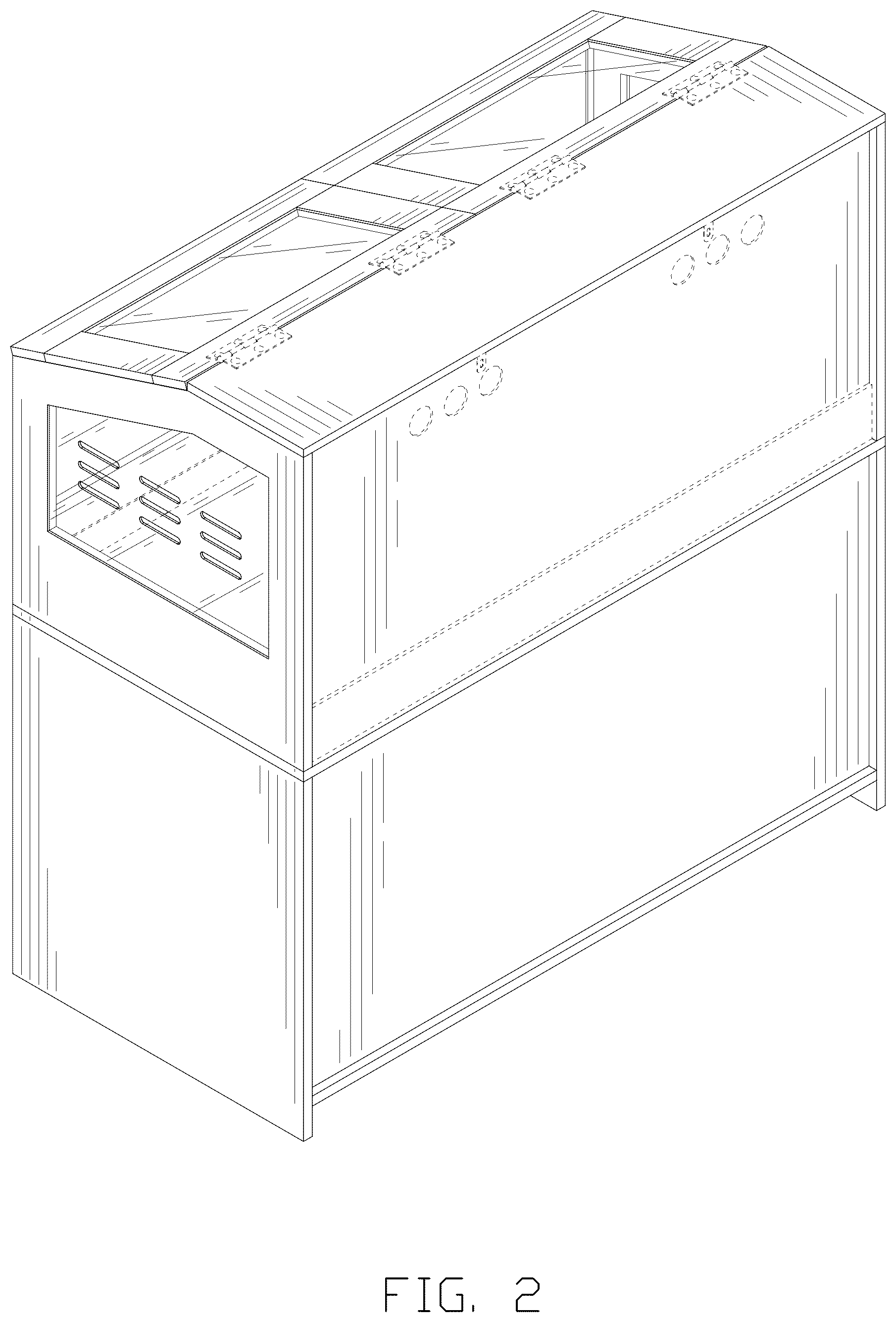 Patent USD1077365 Figure 2 – Animal cage with storage cabinet