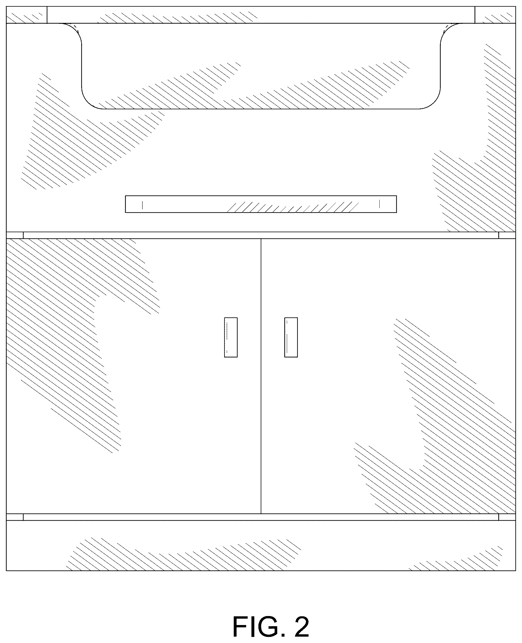Patent USD1077377 Figure 2 – Raised litter box storage system