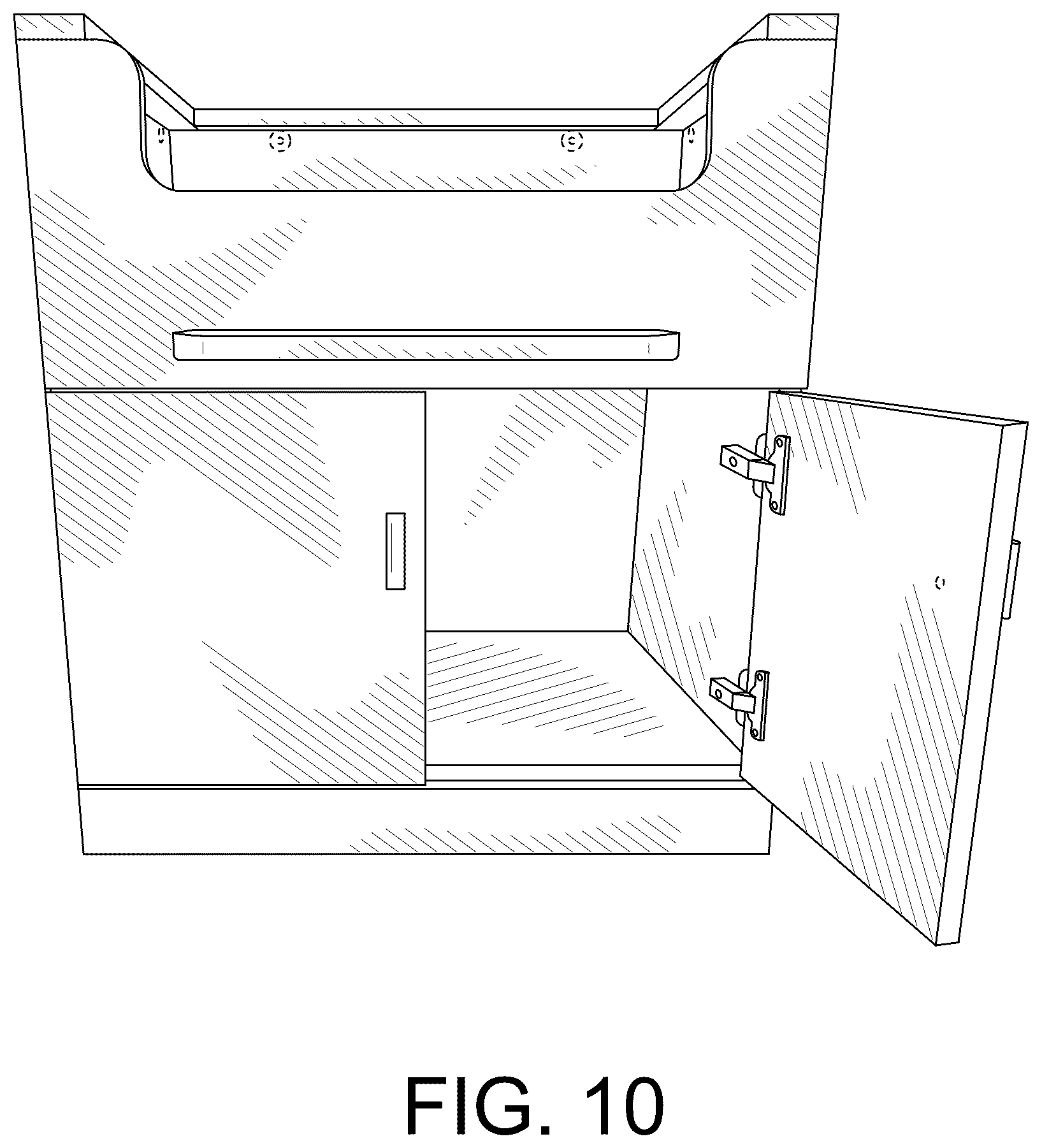 Patent USD1077377 Figure 10 – Raised litter box storage system