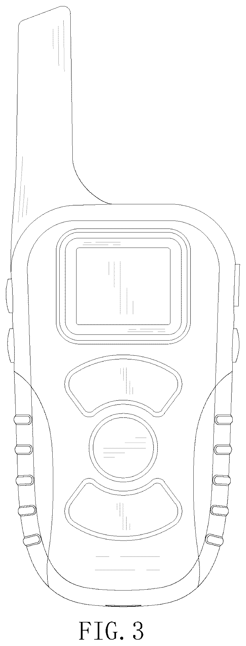 Patent USD1077379 Figure 3 – Remote transmitter for dog training collar