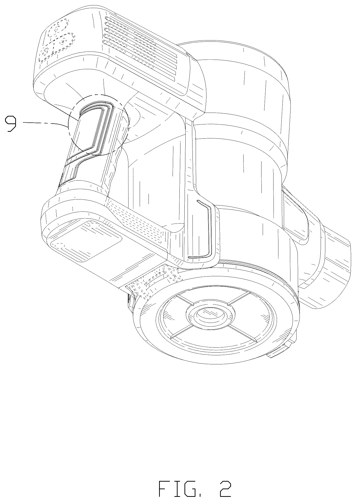 Patent USD1077385 Figure 2 – Vacuum cleaner body