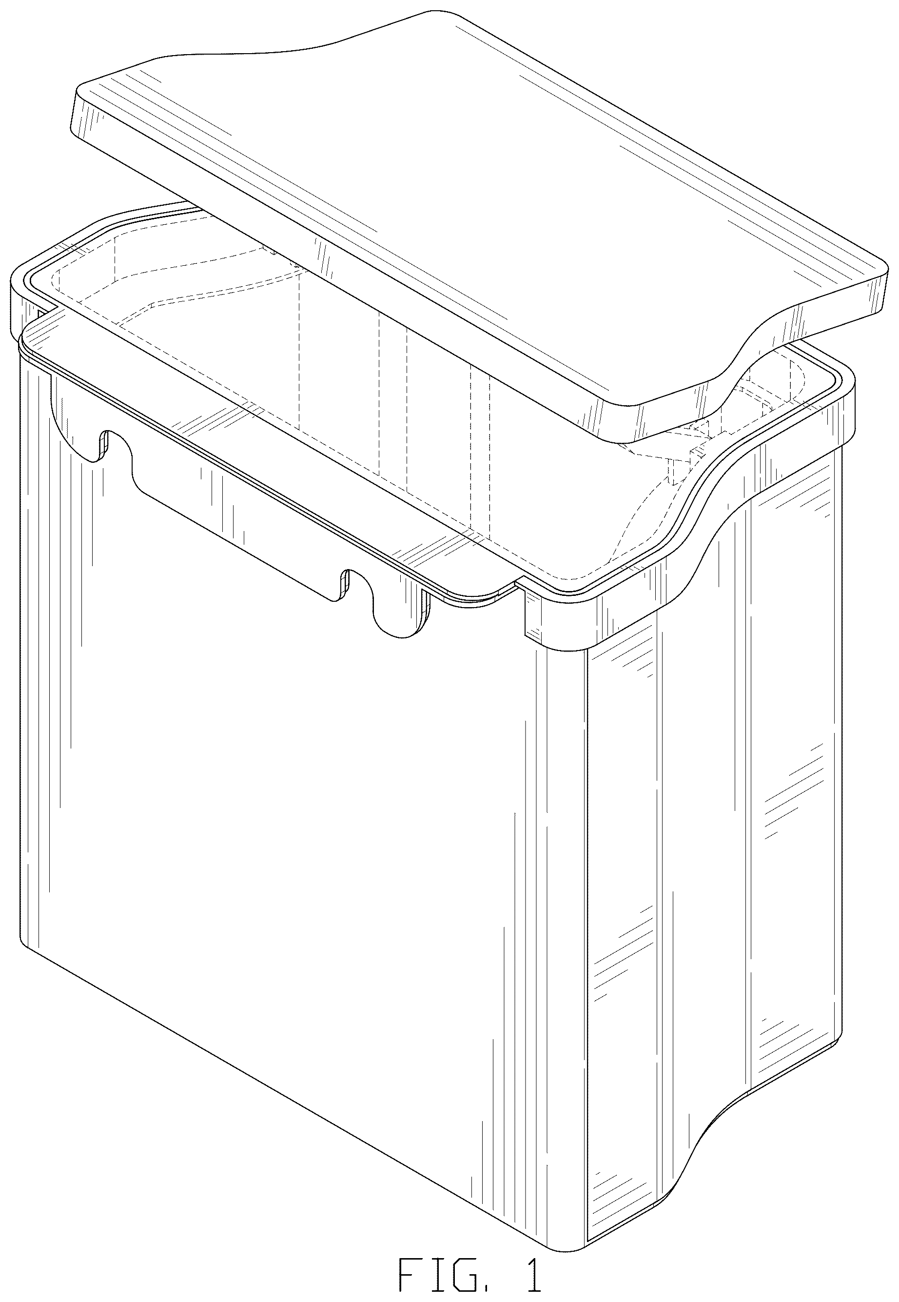 Patent USD1077403 Figure 1 – Trash can