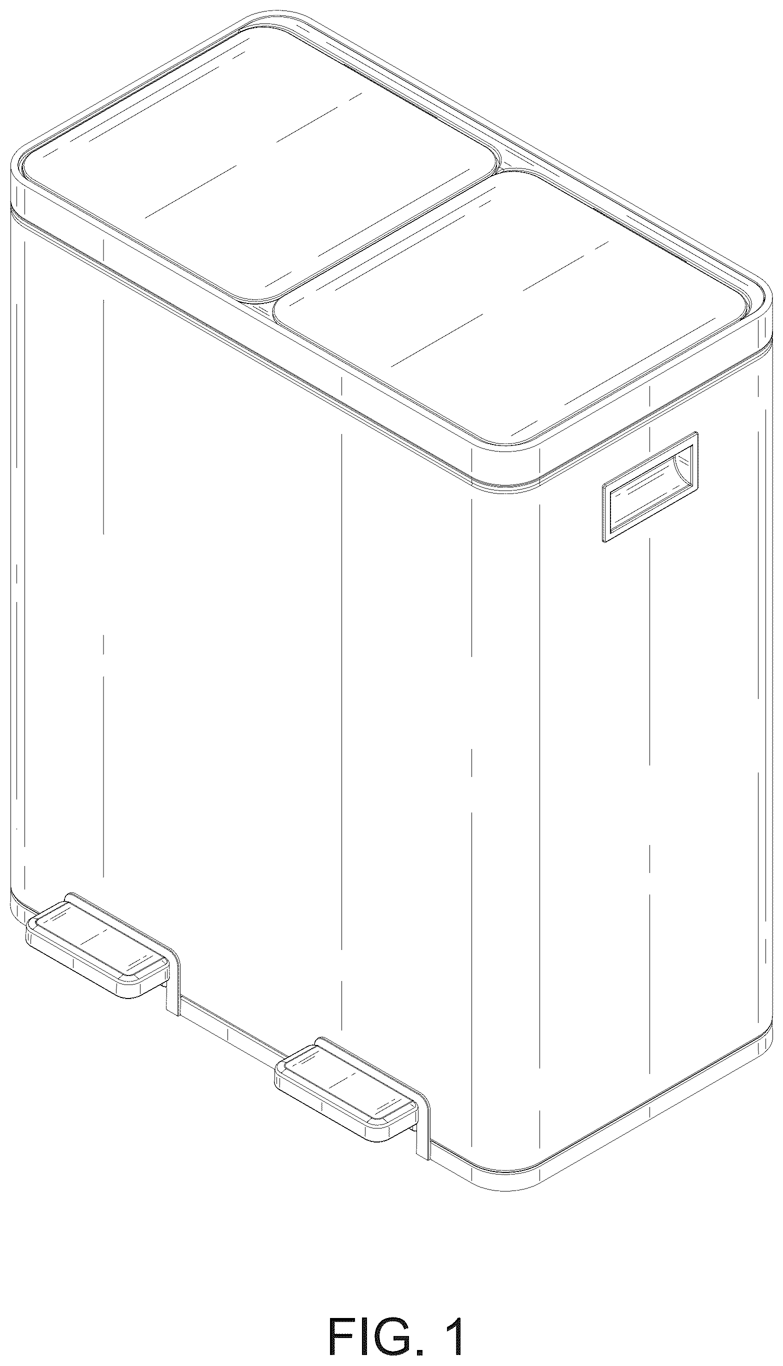 Patent USD1077410 Figure 1 – Garbage can