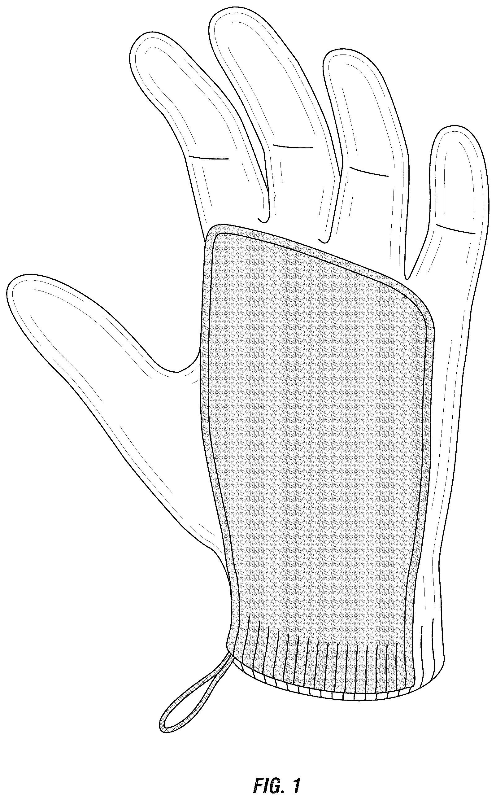 Patent USD1077415 Figure 1 – Shower glove with pocket