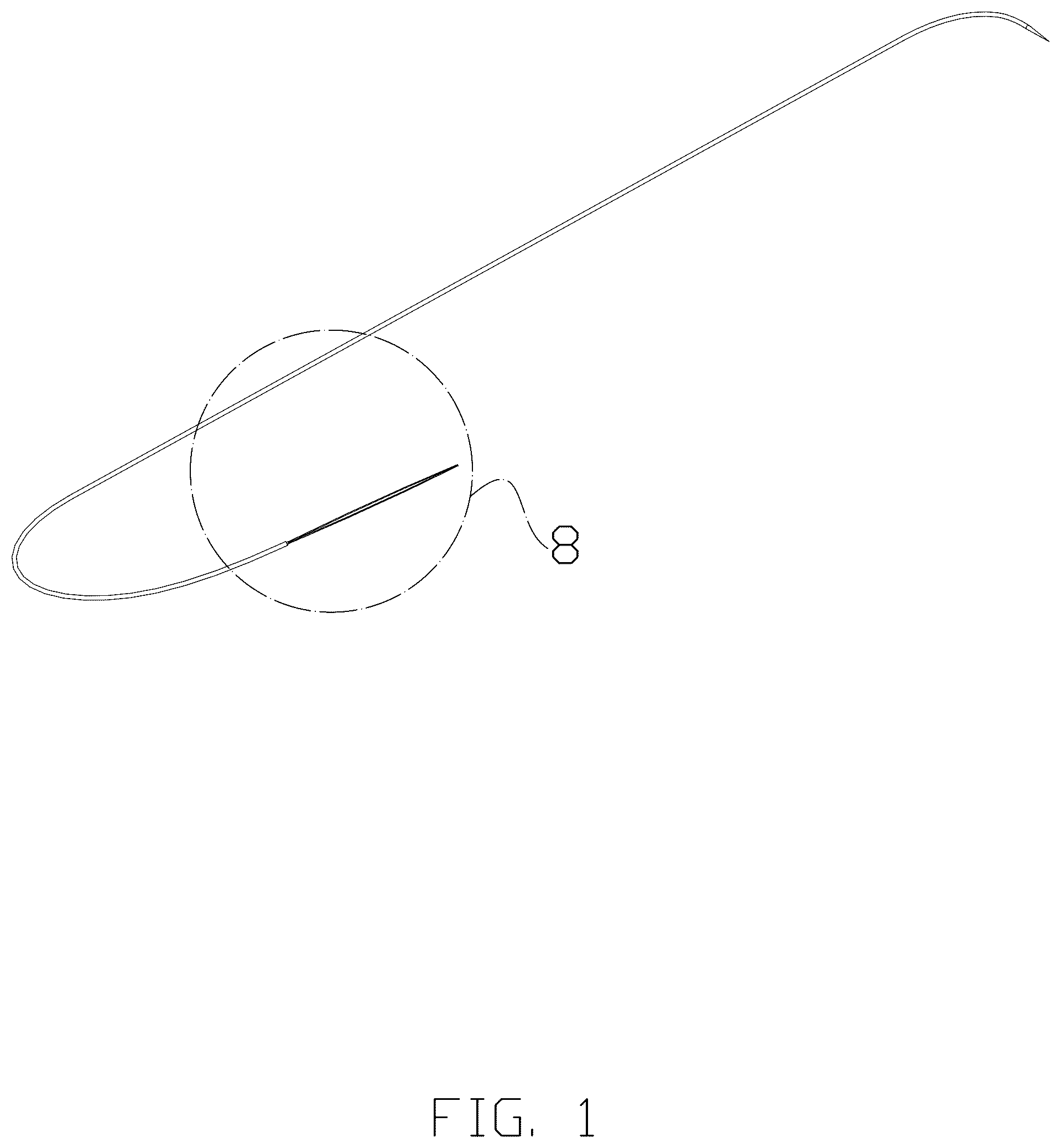 Patent USD1077458 Figure 1 – Curved beading needle