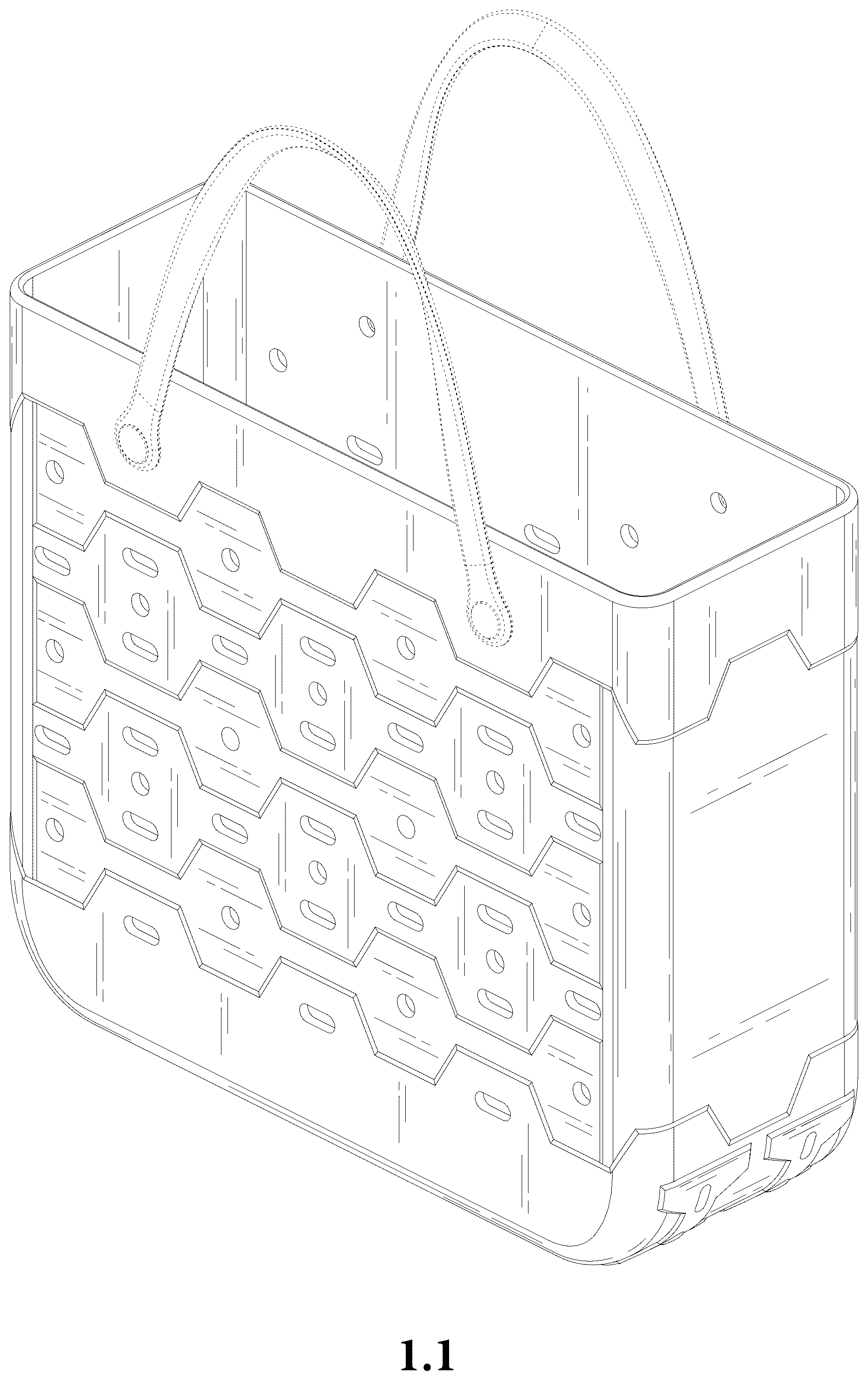 Patent USD1077466 Figure 1 – Beach bag
