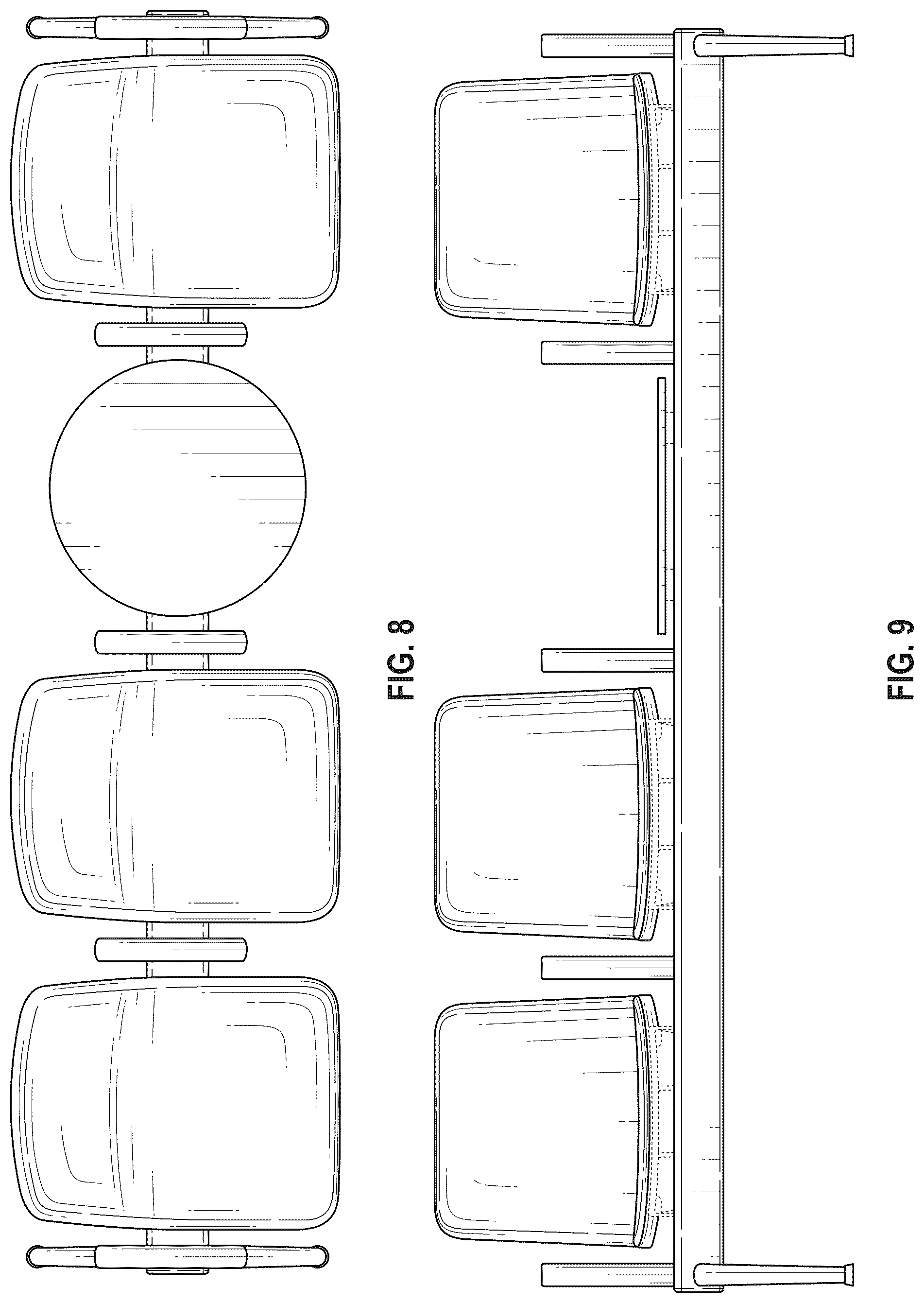Patent USD1077490 Figure 6 – Combined multiple seating and table unit