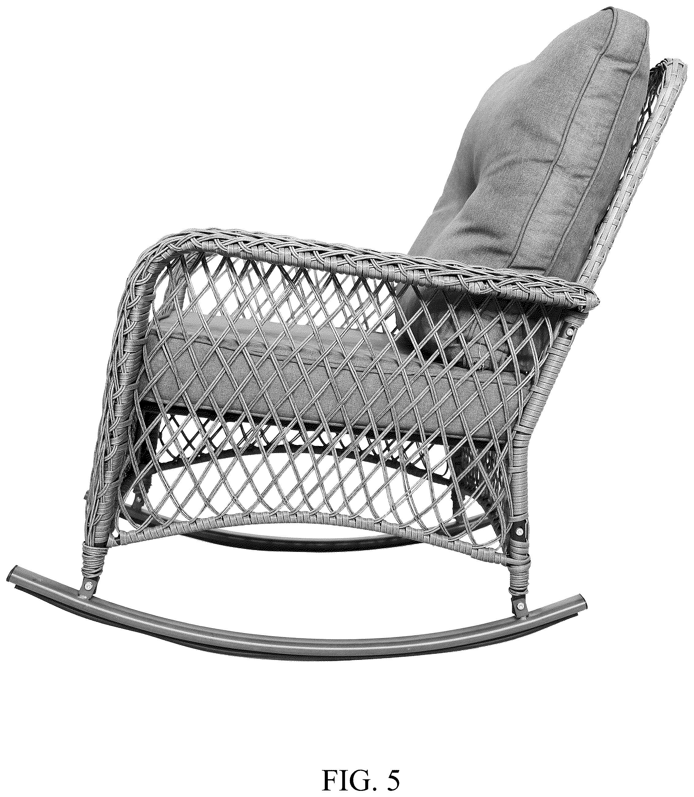 Patent USD1077491 Figure 5 – Rocking chair